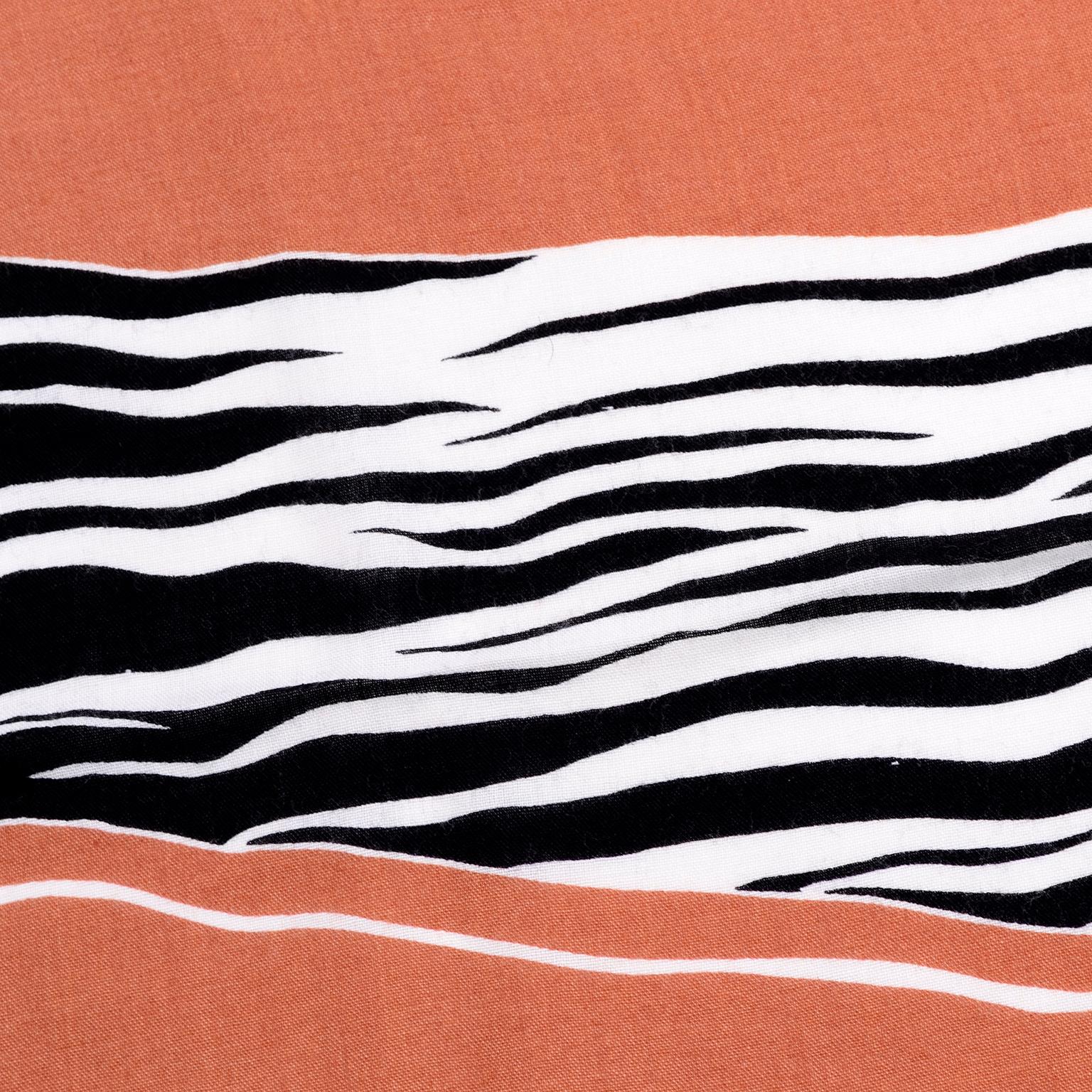 Beige Oscar de la Renta Vintage Scarf in Tan Brown Black and White Zebra Print