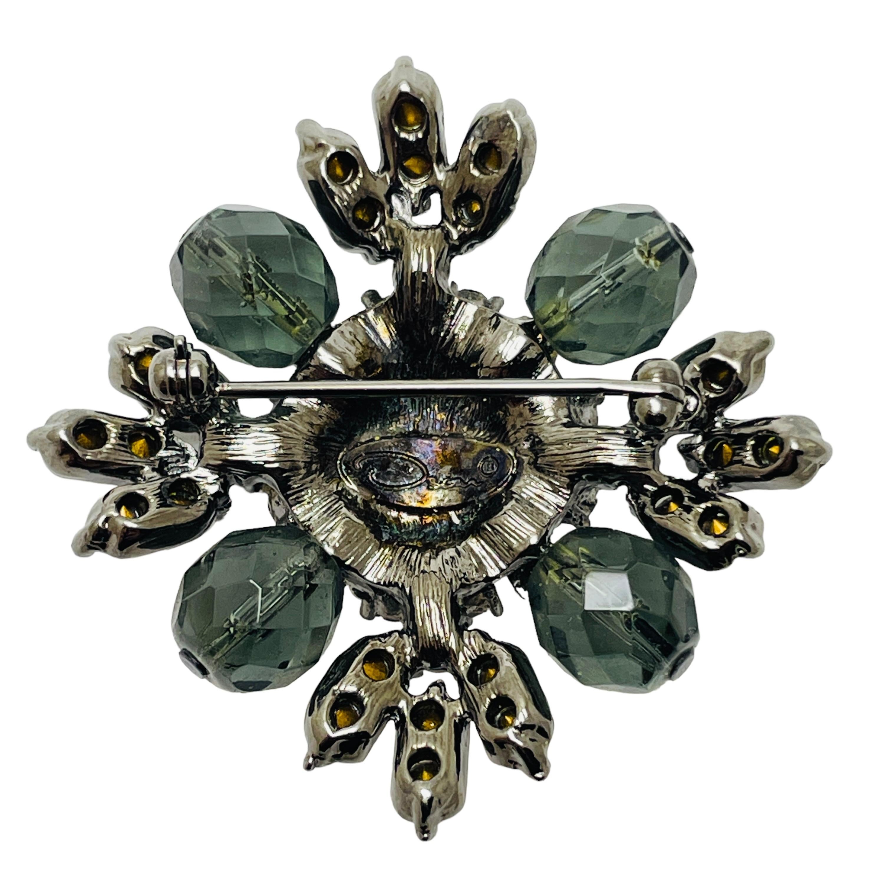 OSCAR DE LA RENTA vintage silver rhinestone designer runway brooch In Good Condition For Sale In Palos Hills, IL