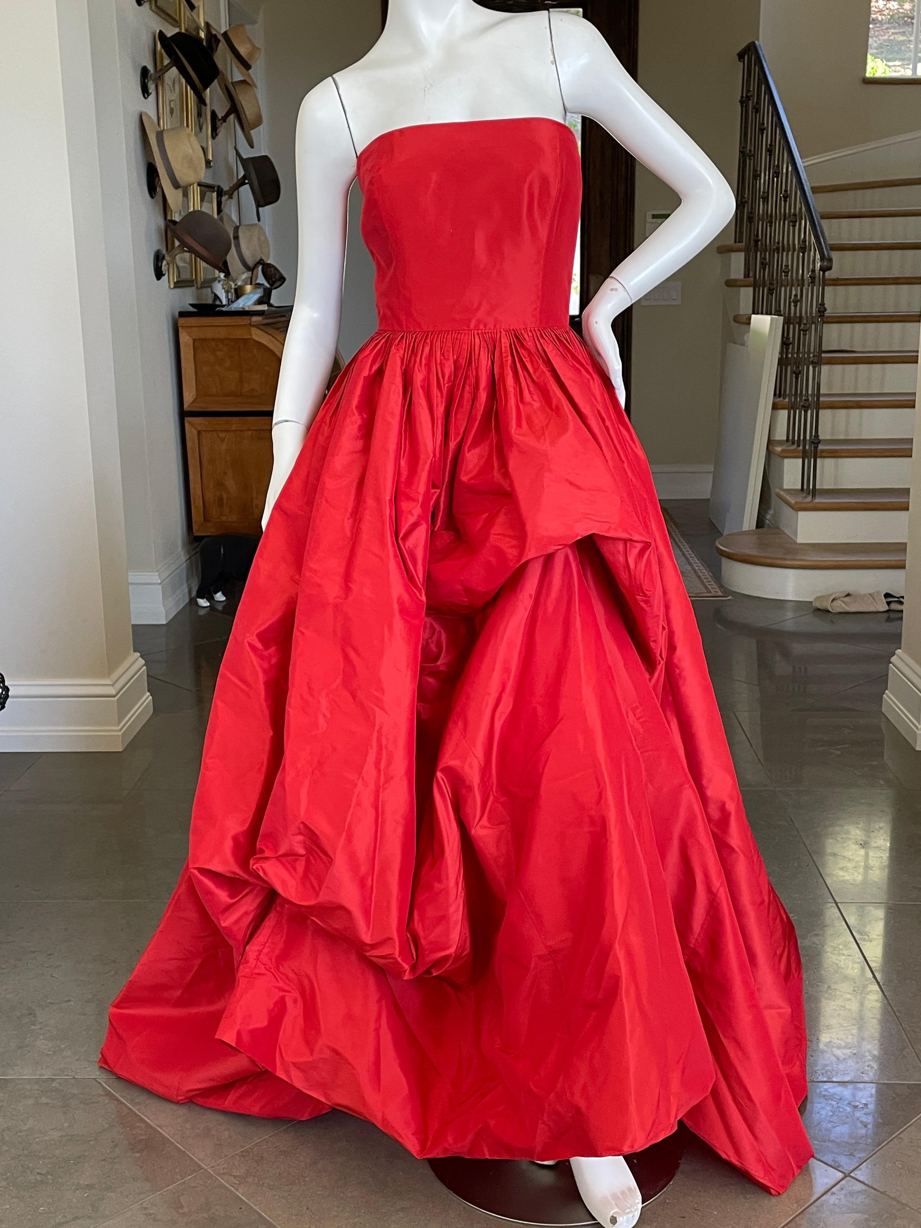 Oscar de la Renta Vintage Strapless Red Ballgown For Sale 4