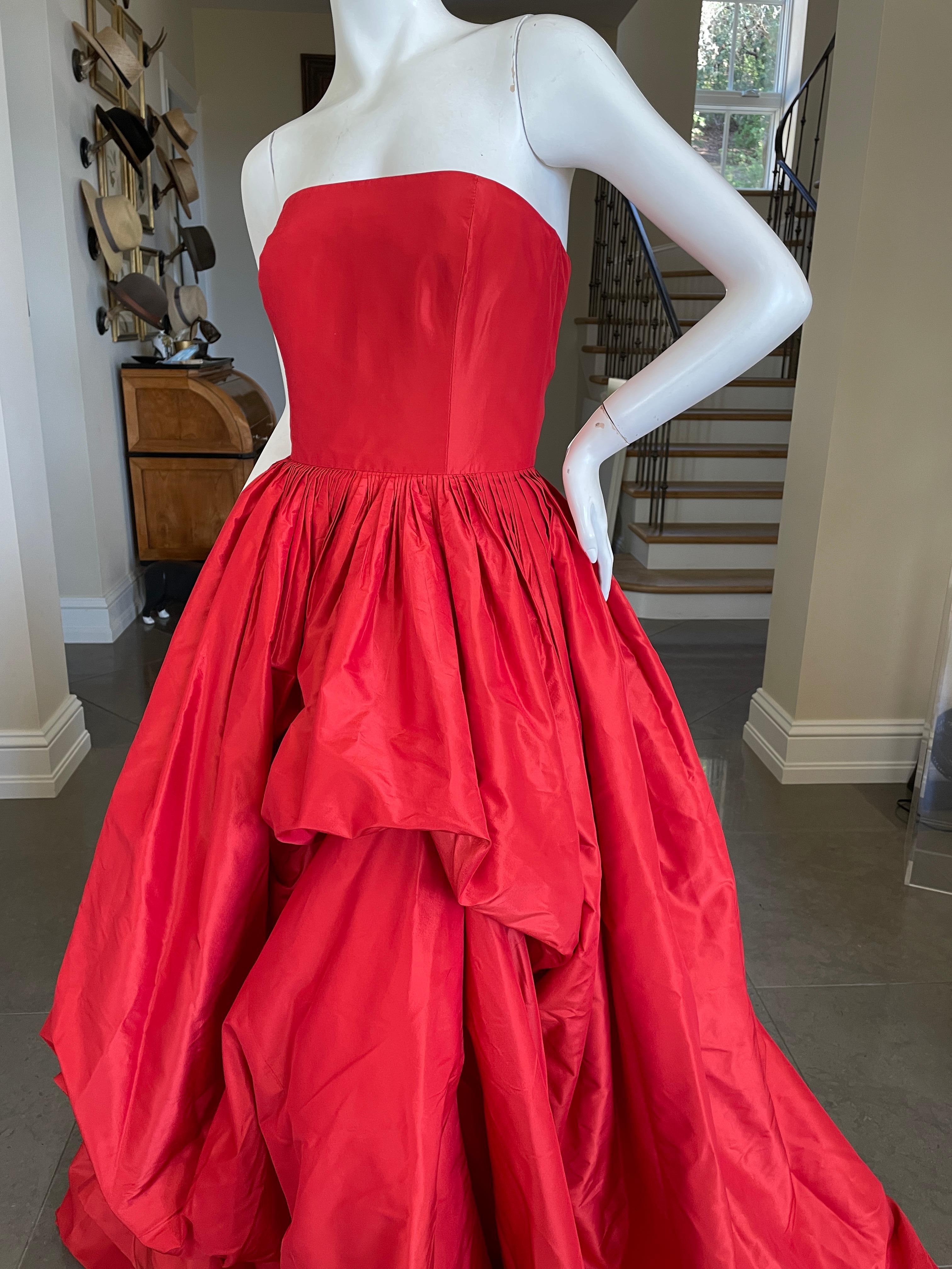 strapless red ball gown