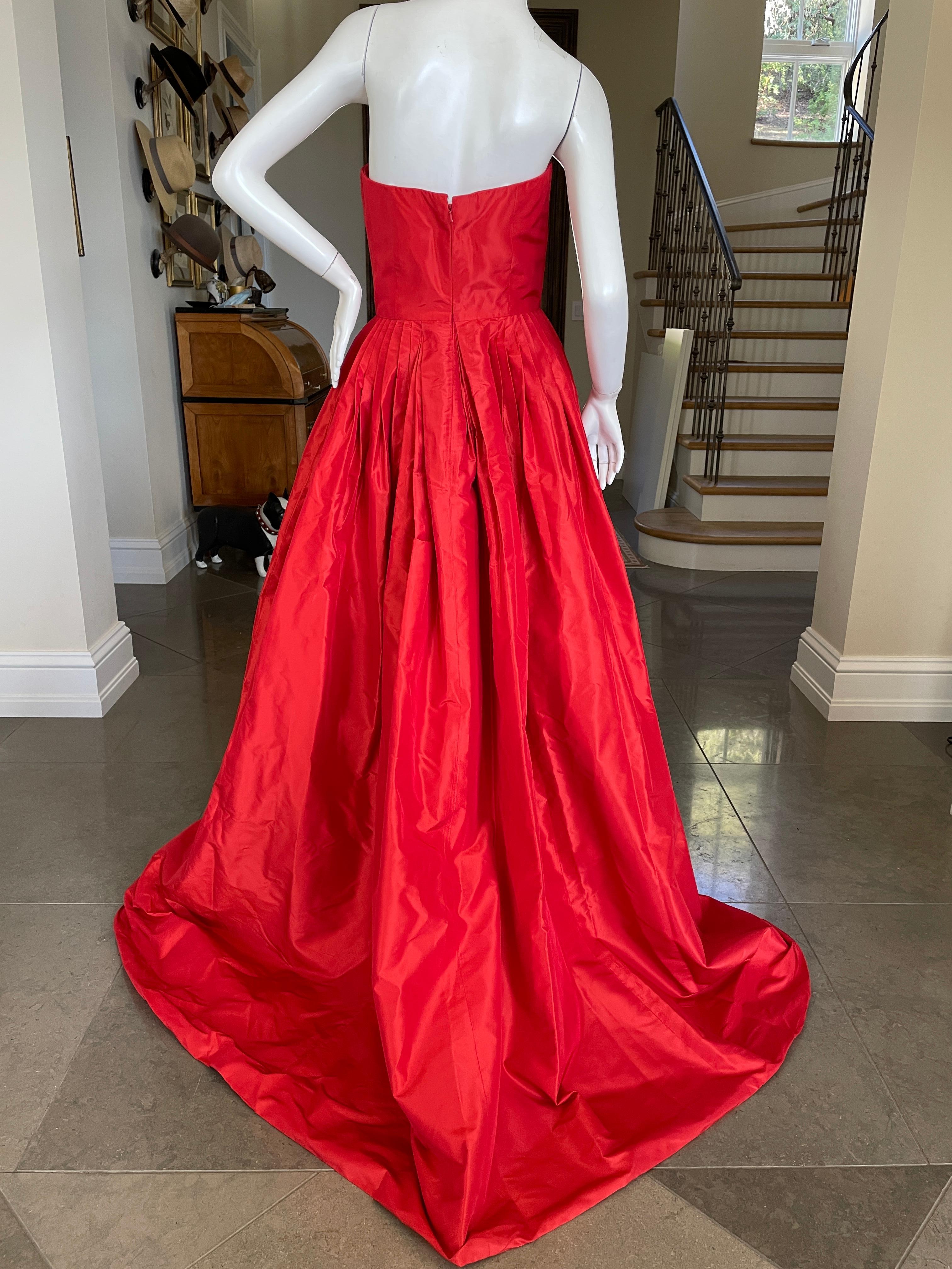 Oscar de la Renta Vintage Strapless Red Ballgown For Sale 1