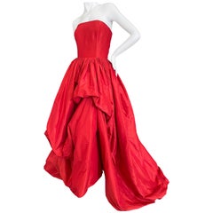 Oscar de la Renta Vintage Strapless Red Ballgown