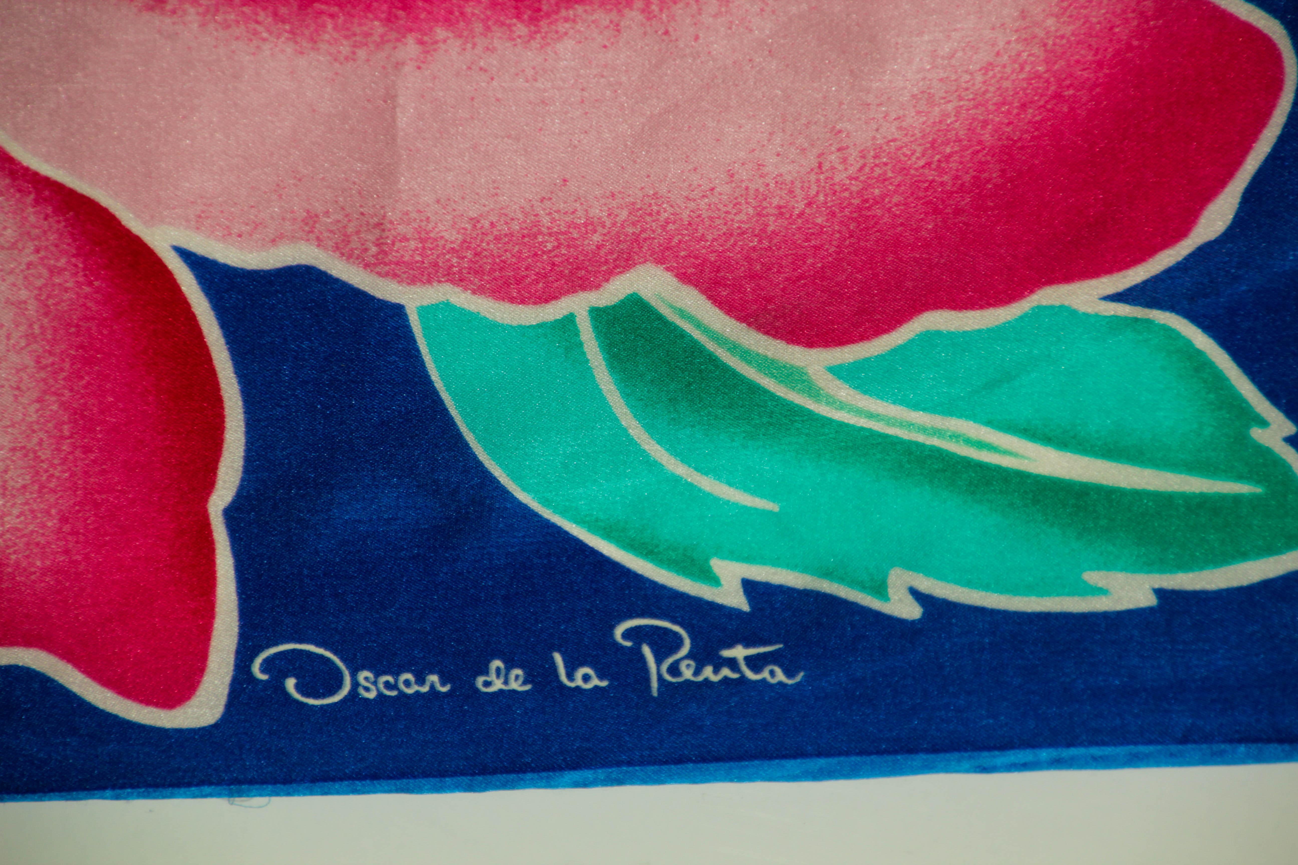 Oscar De La Renta Vivid Floral Tropical Silk Scarf For Sale 8