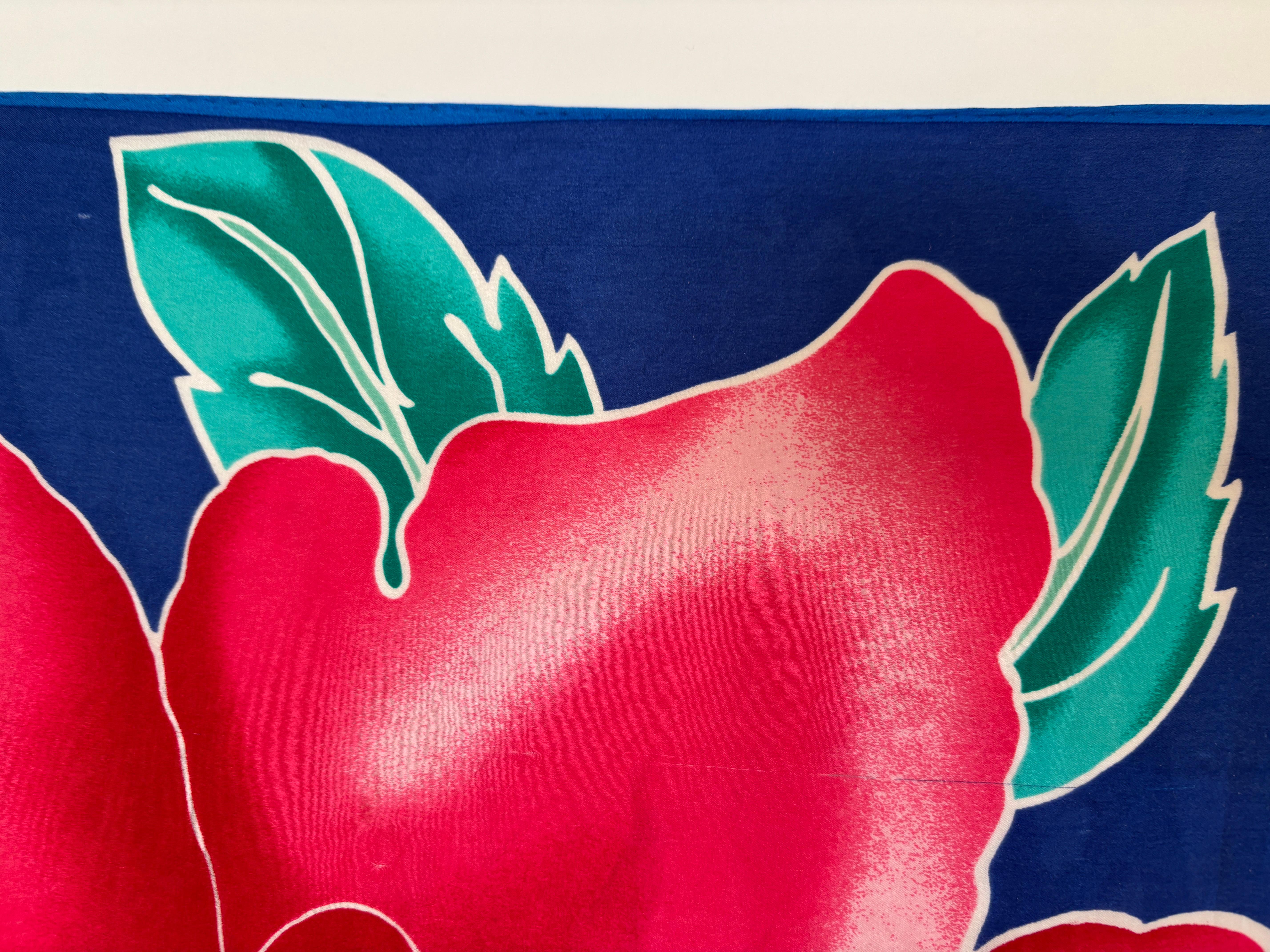 Red Oscar De La Renta Vivid Floral Tropical Silk Scarf For Sale
