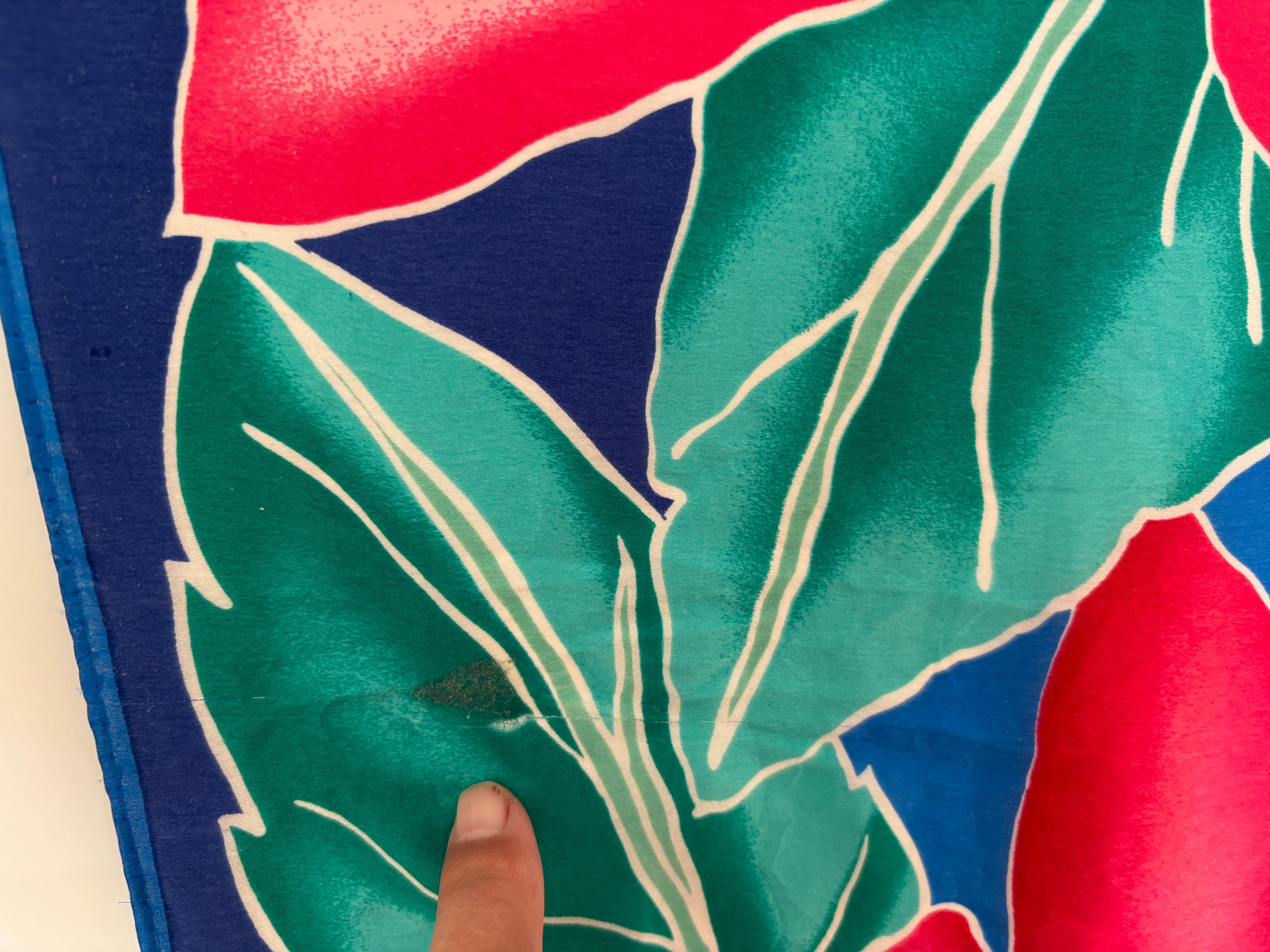 Oscar De La Renta Vivid Floral Tropical Silk Scarf For Sale 1