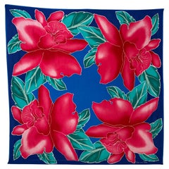 Oscar De La Renta Vivid Floral Tropical Silk Scarf