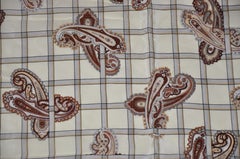 Oscar de la Renta Warm Browns & Cream "Palseys Checkerboard" Silk Scarf