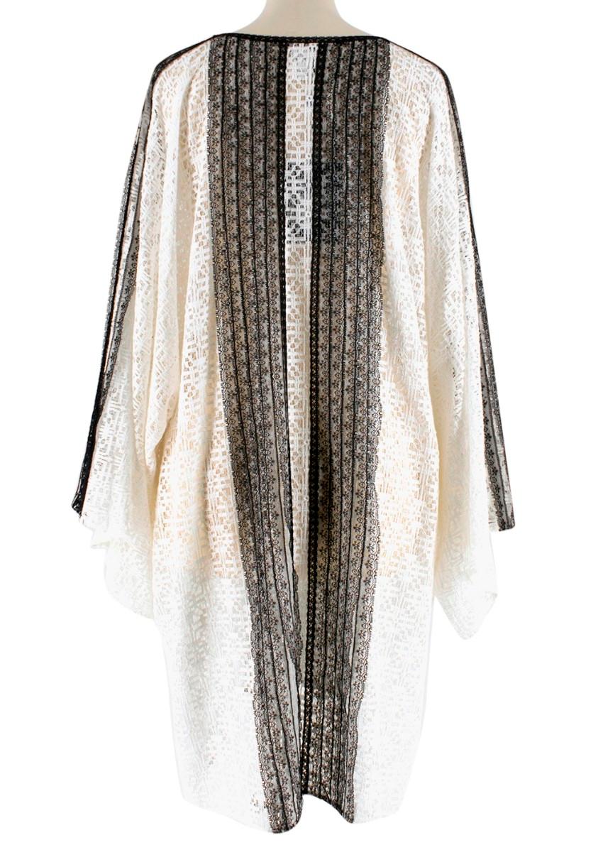Oscar de la Renta White & Black Lace Oversize Dress - Size M In New Condition For Sale In London, GB