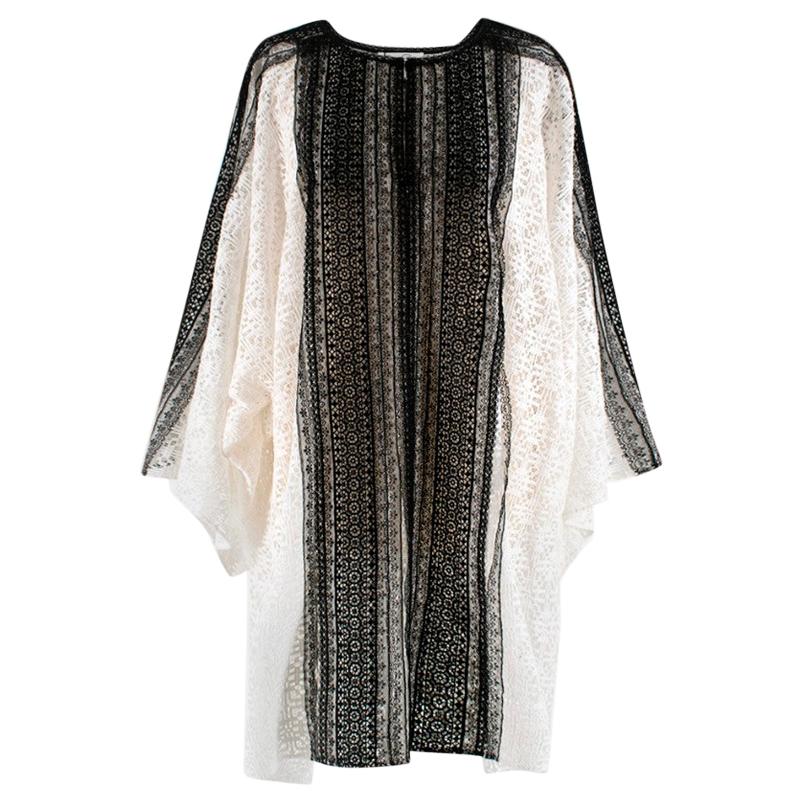 Oscar de la Renta White & Black Lace Oversize Dress - Size M For Sale