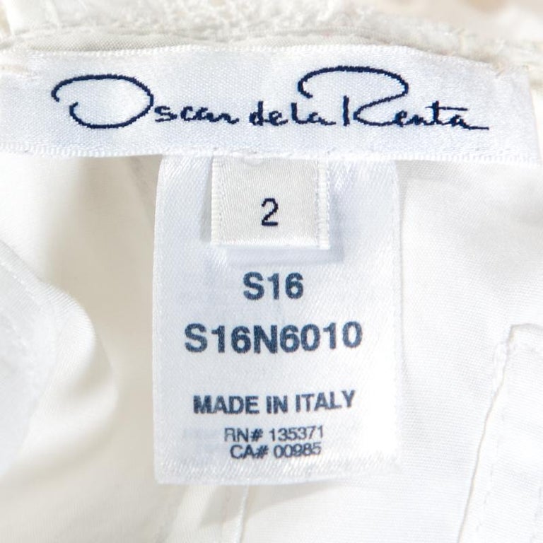 Oscar de la Renta White Eyelet Cotton Cross Front Dress S