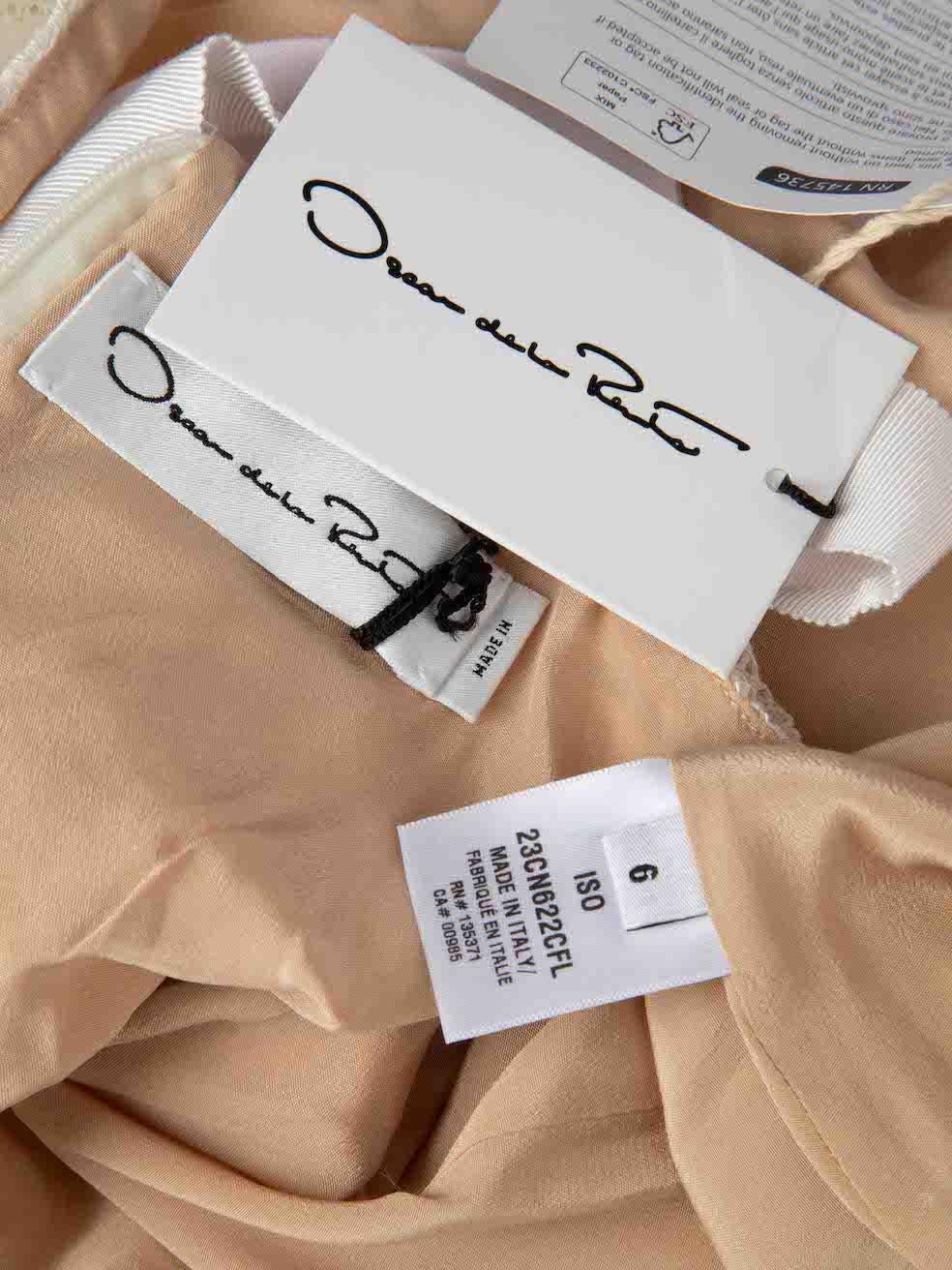 Oscar de la Renta White Floral Lace Sleeveless Dress Size M 1