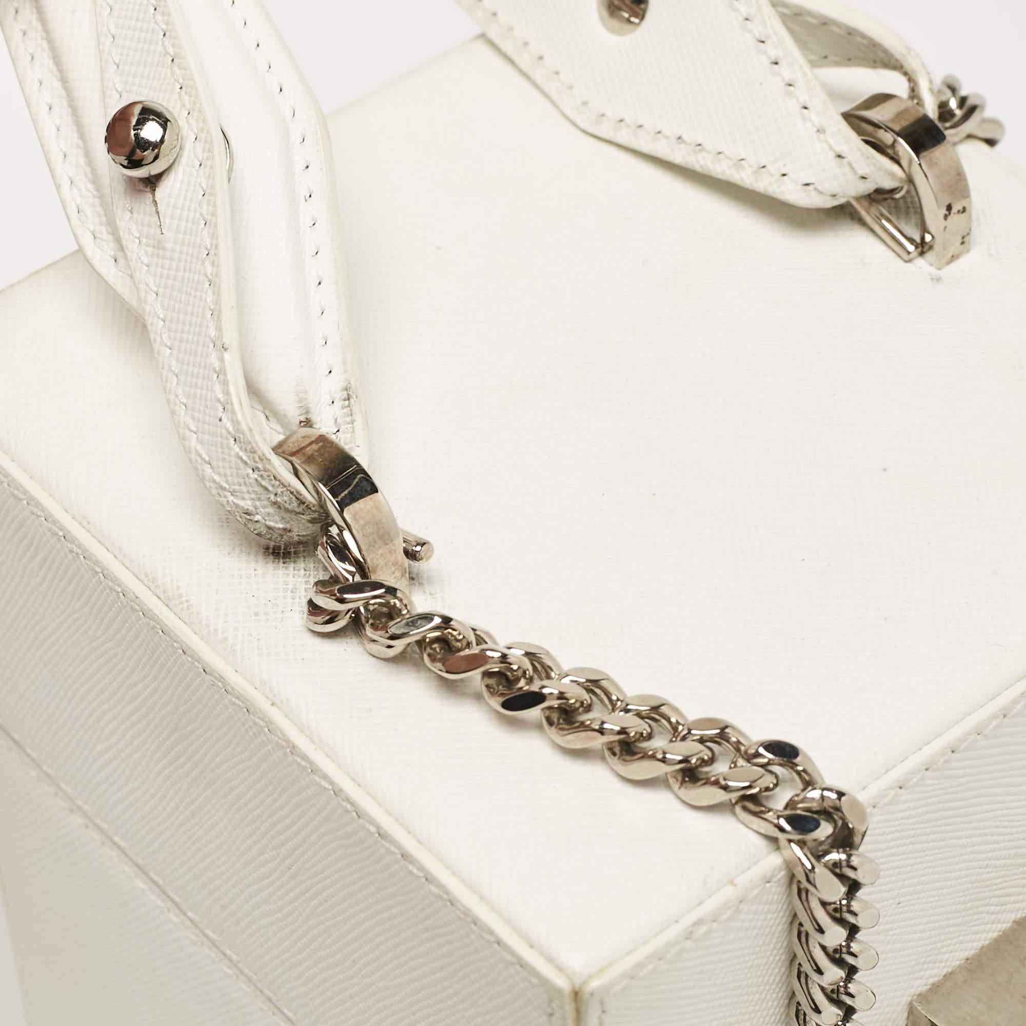 Oscar De La Renta White Leather Alibi Top Handle Box Bag 2