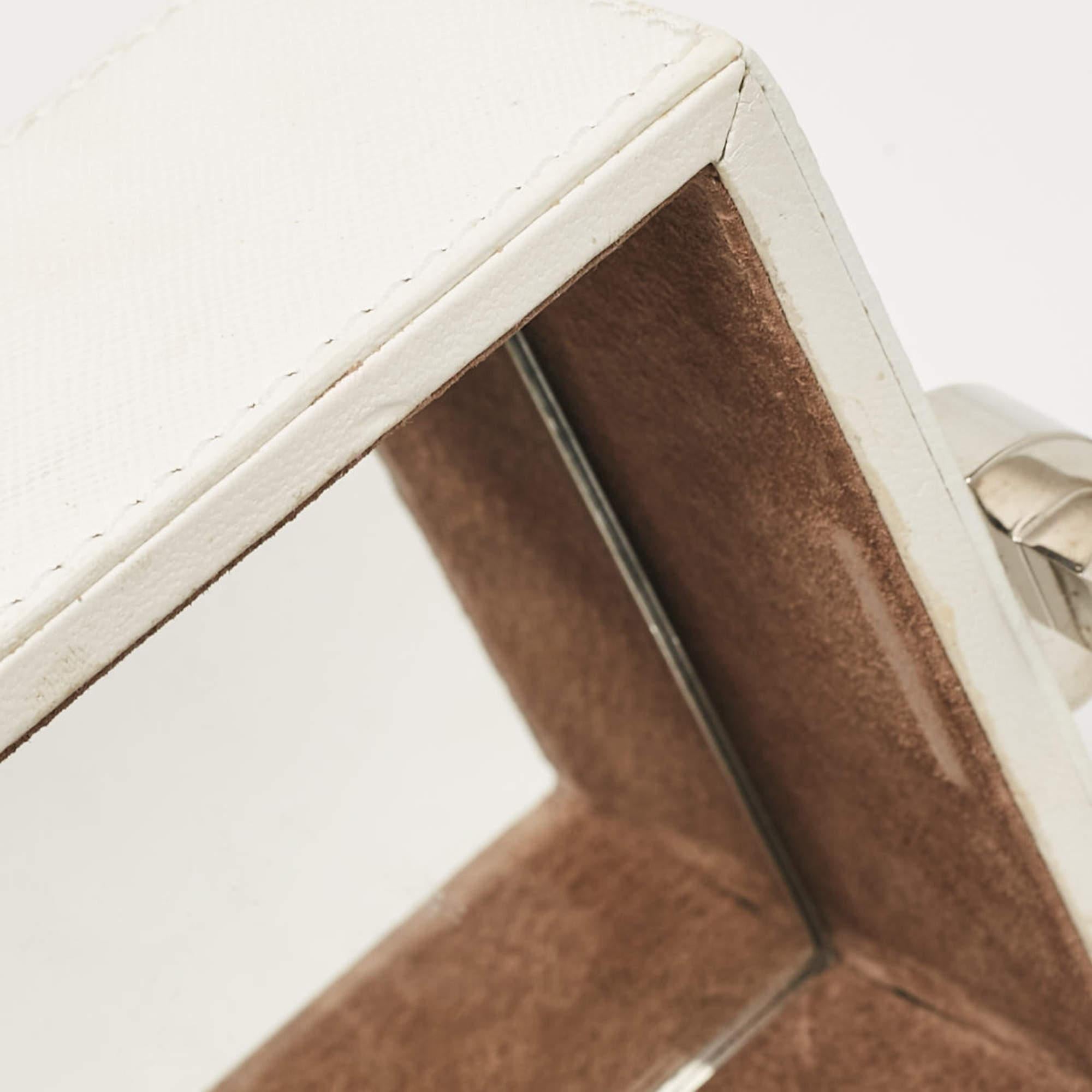 Oscar De La Renta White Leather Alibi Top Handle Box Bag 5