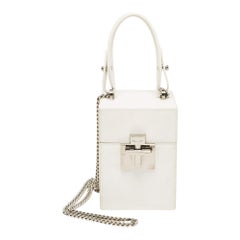 Oscar De La Renta - Sac boîte Alibi en cuir blanc à poignée supérieure
