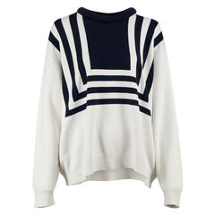 I.L.A. Jumper blanc et bleu marine à nouettes Taille L