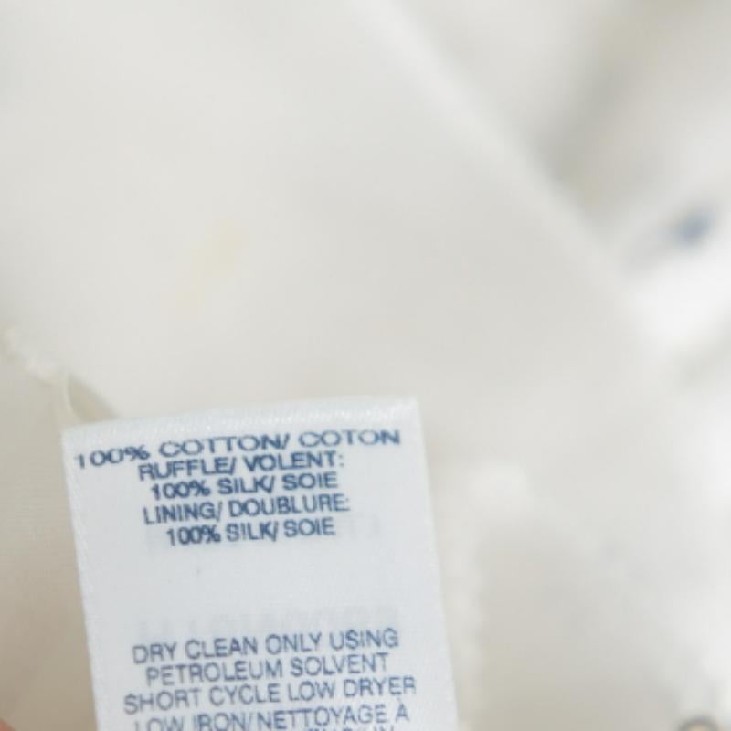 Oscar de la Renta White Painted Effect Lace Ruffle Detail Short Dress M In Good Condition For Sale In Dubai, Al Qouz 2