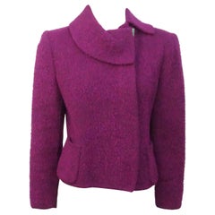 Oscar De La Renta Chaqueta de lana vino con cuello grande-8
