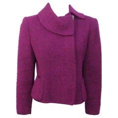 Oscar de la Renta Wine Wool Jacket with large collar-8