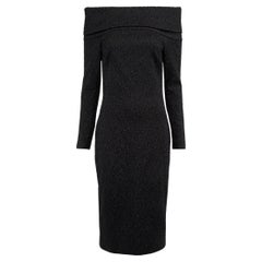 Oscar de la Renta Women's Black Textured Off Shoulder Long Sleeve Dress