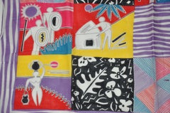 Oscar De La Renta: sciarpa di cotone multicolore "Museum Tour", meravigliosamente stravagante