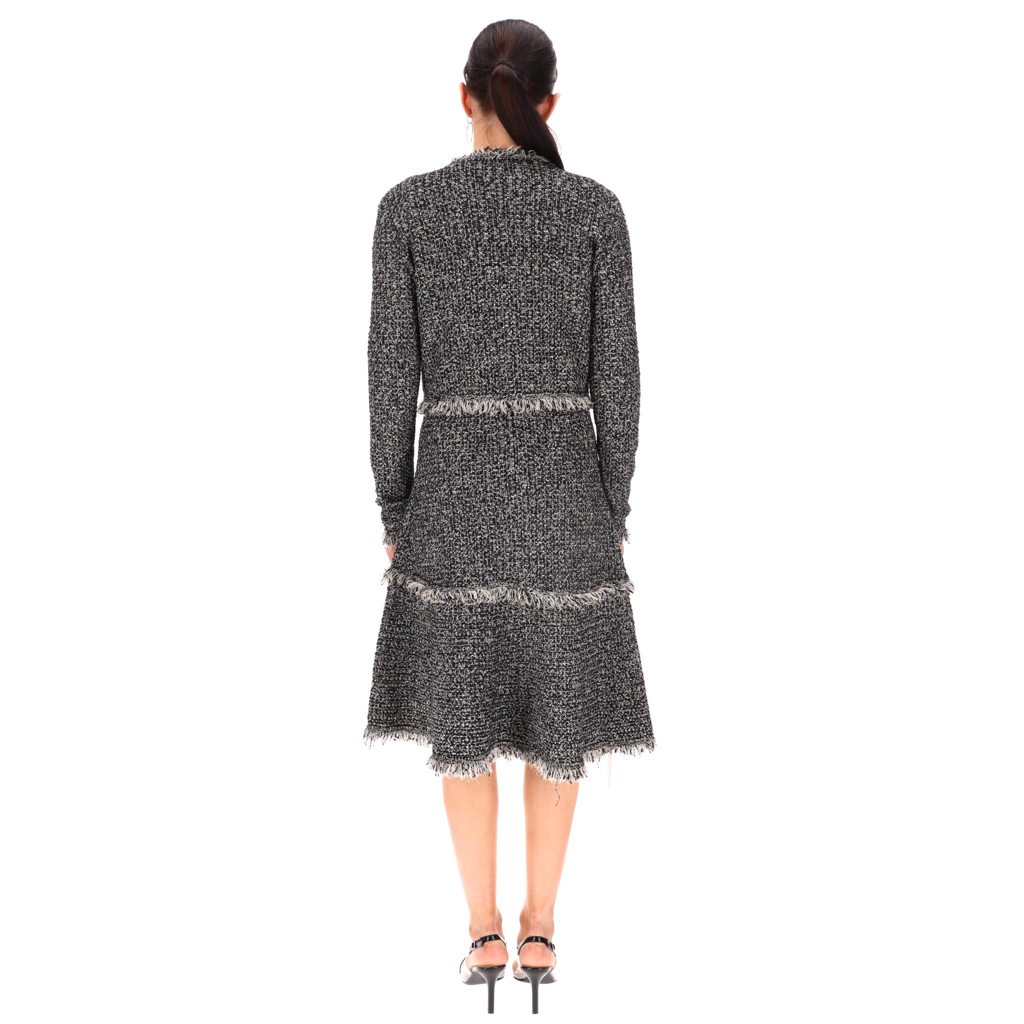 Gray Oscar De La Renta Wool Boucle Dress & Jacket Two-Piece Set For Sale