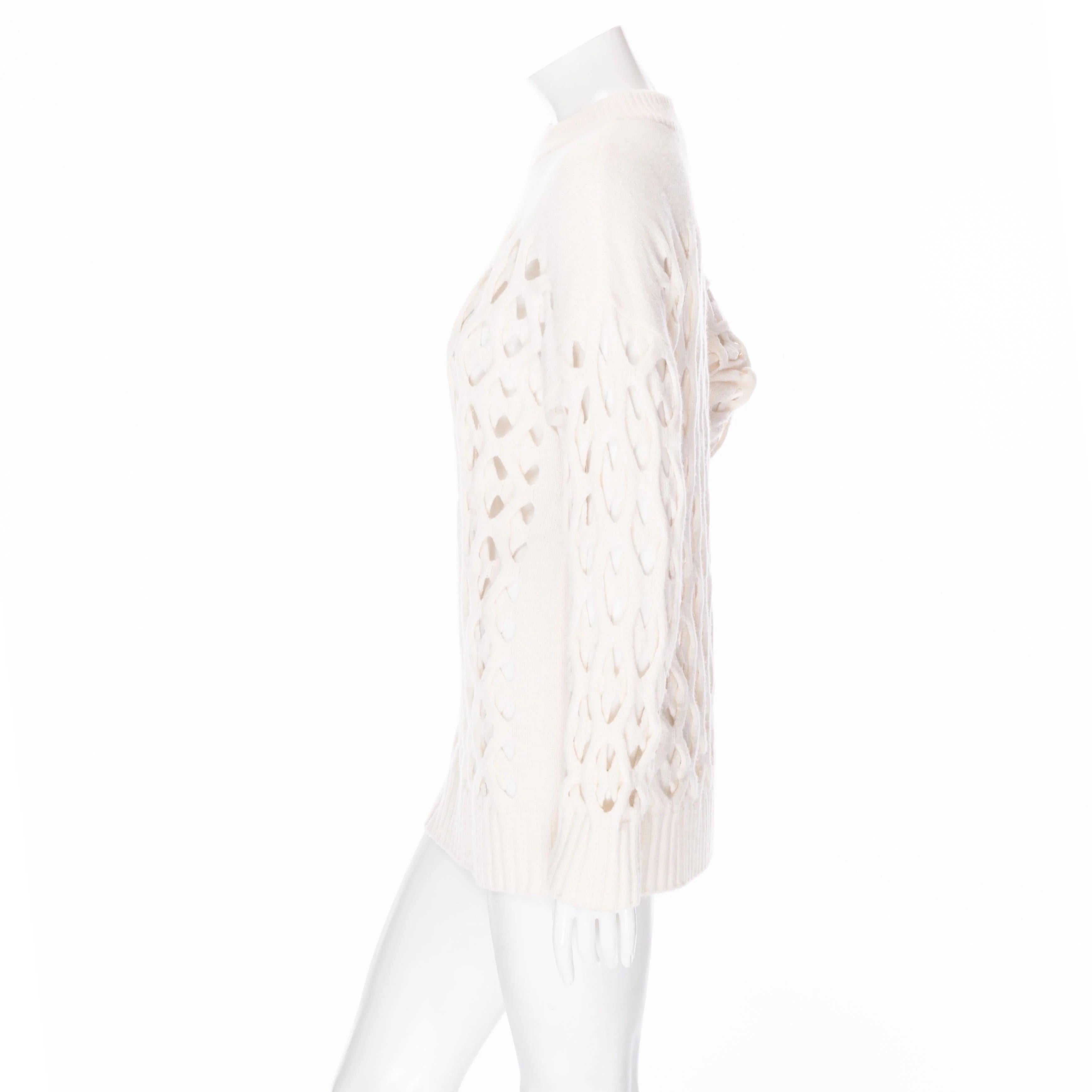 Oscar De La Renta Pull en laine et cachemire à maille ouverte Automne 2018 Bon état - En vente à Woodland Hills, CA