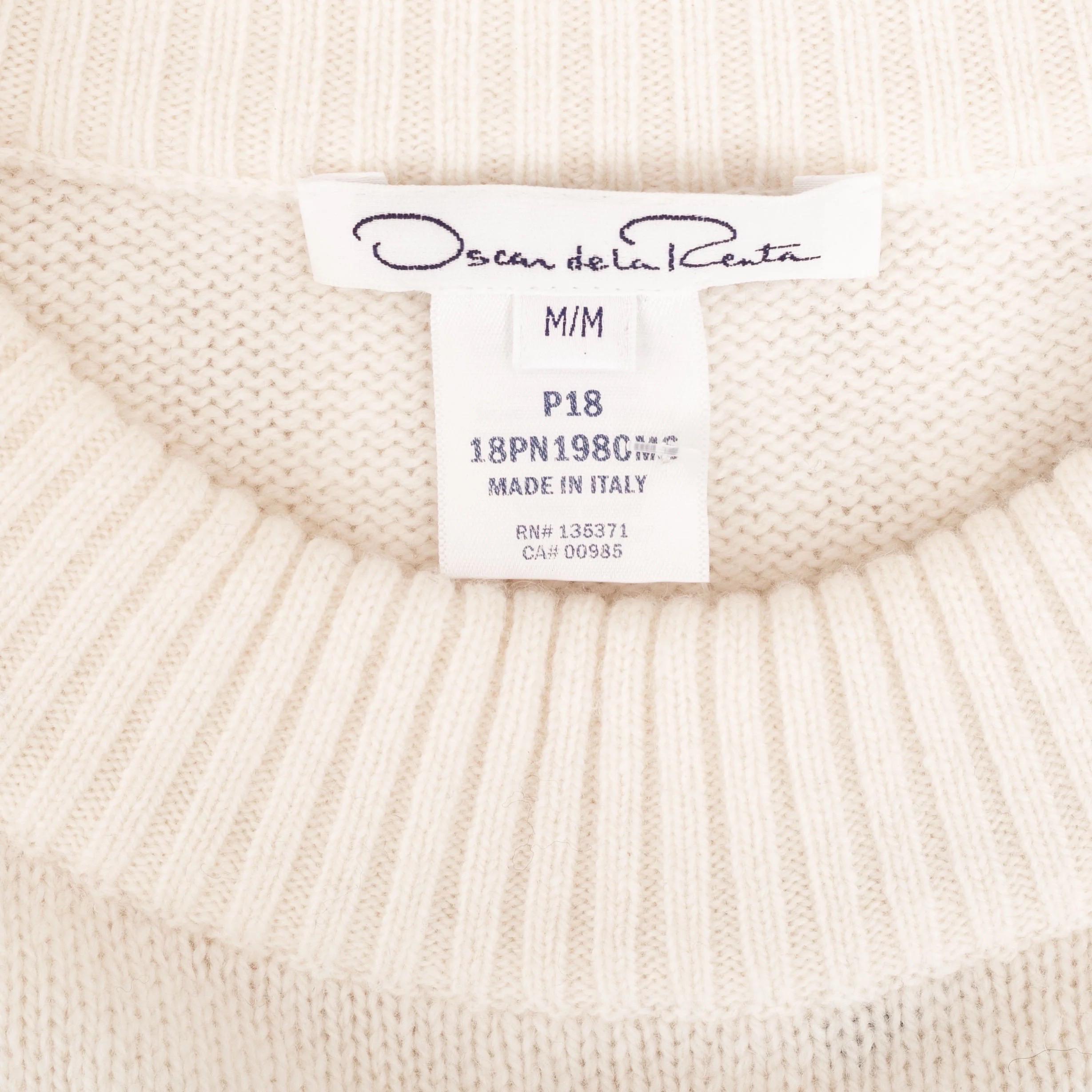 Oscar De La Renta Pull en laine et cachemire à maille ouverte Automne 2018 Pour femmes en vente