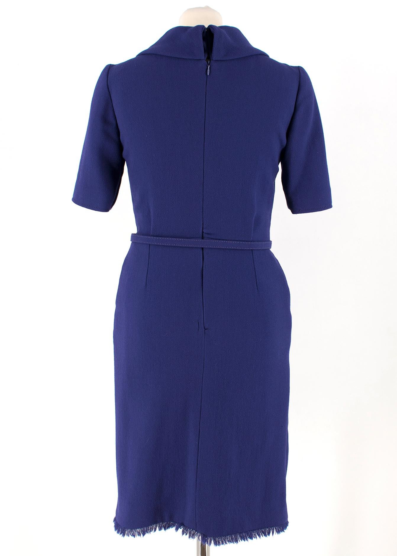 Purple Oscar de La Renta Wool Raw Hem Dress - Size US 4 For Sale