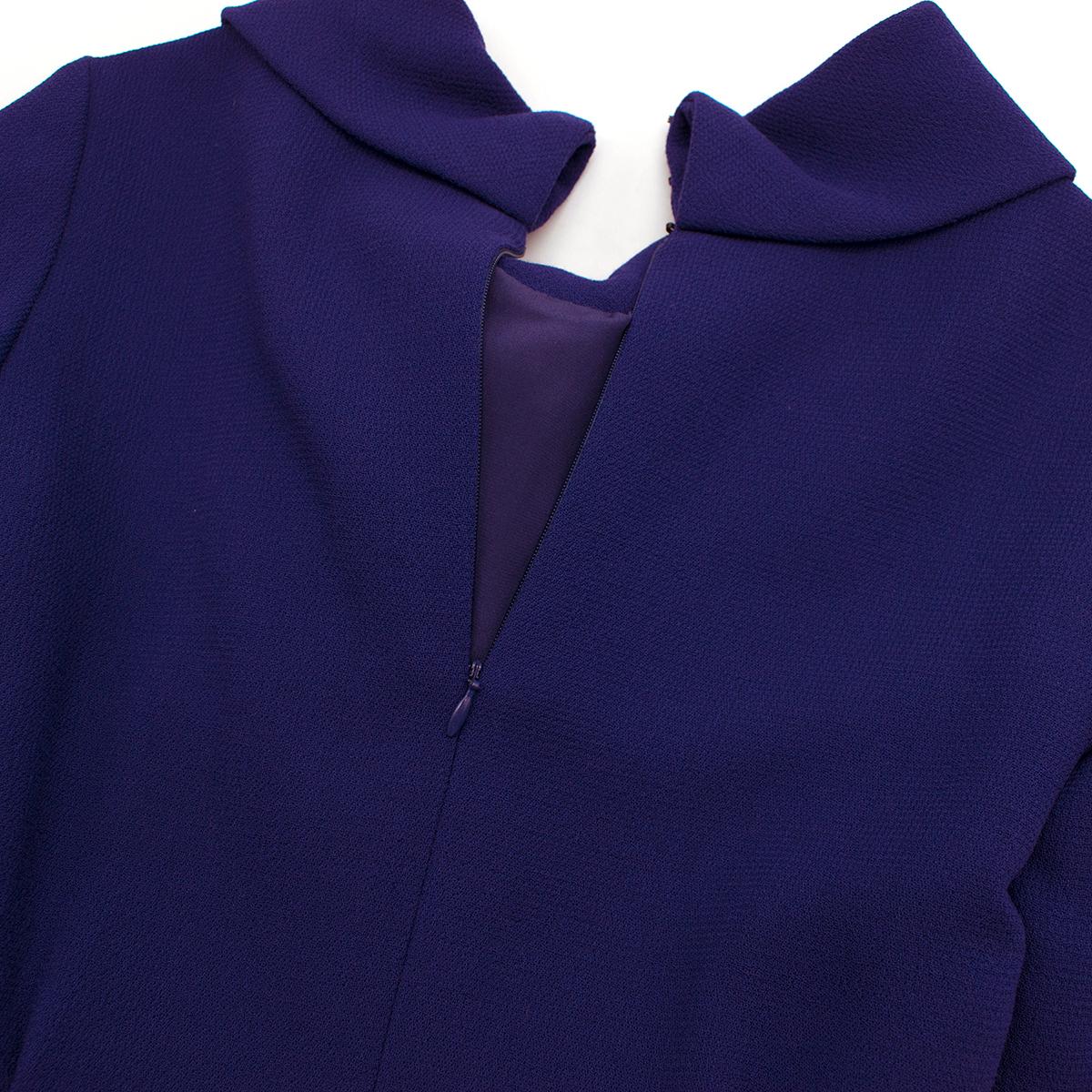 Purple Oscar de La Renta Wool Raw Hem Dress US 4 For Sale
