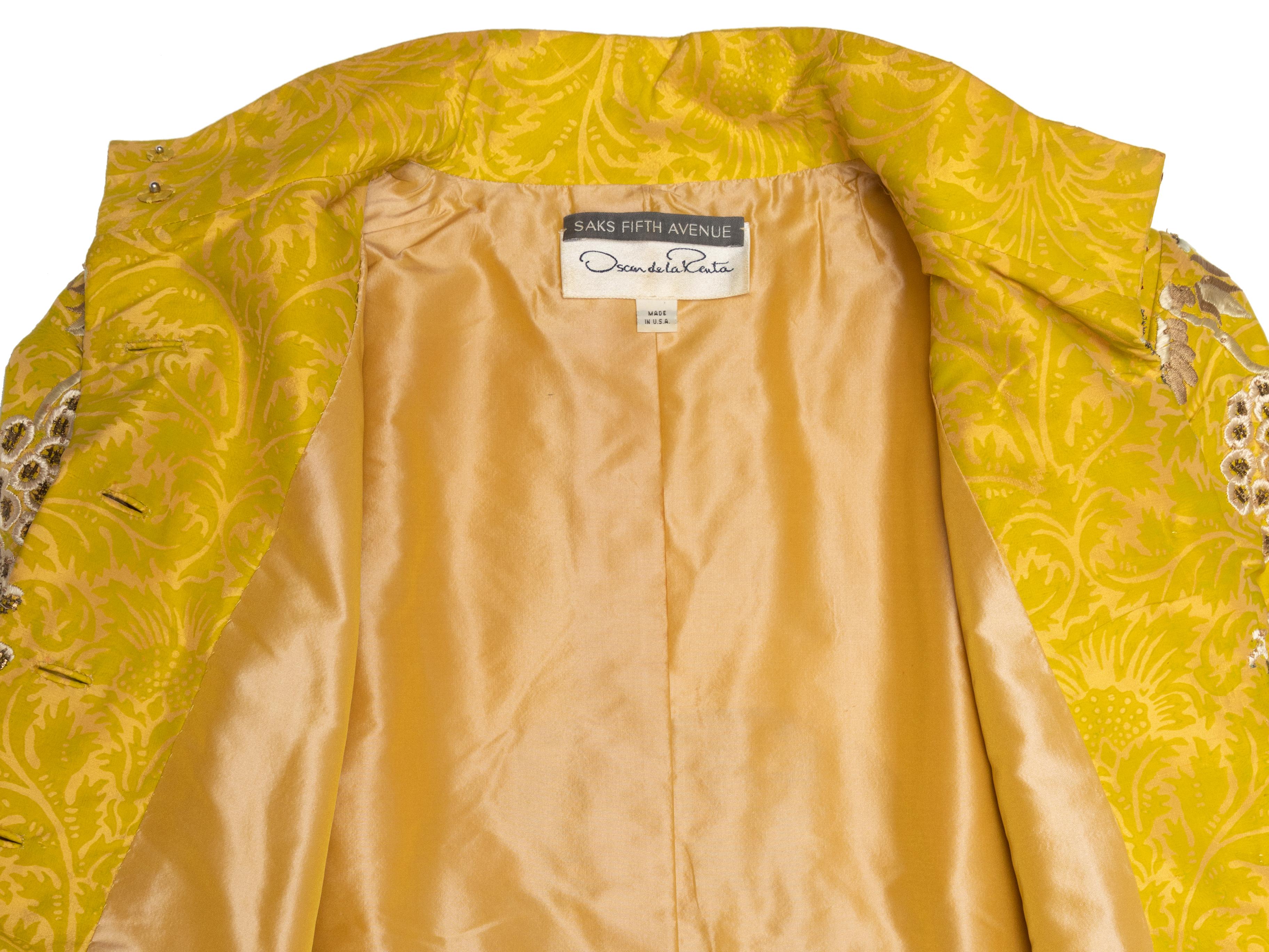 Oscar de la Renta - Veste brodée jaune et multicolore, 2003 Bon état - En vente à New York, NY