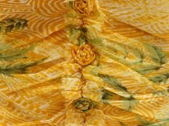 Oscar de la Renta Yellow & Multicolor Strapless Dress