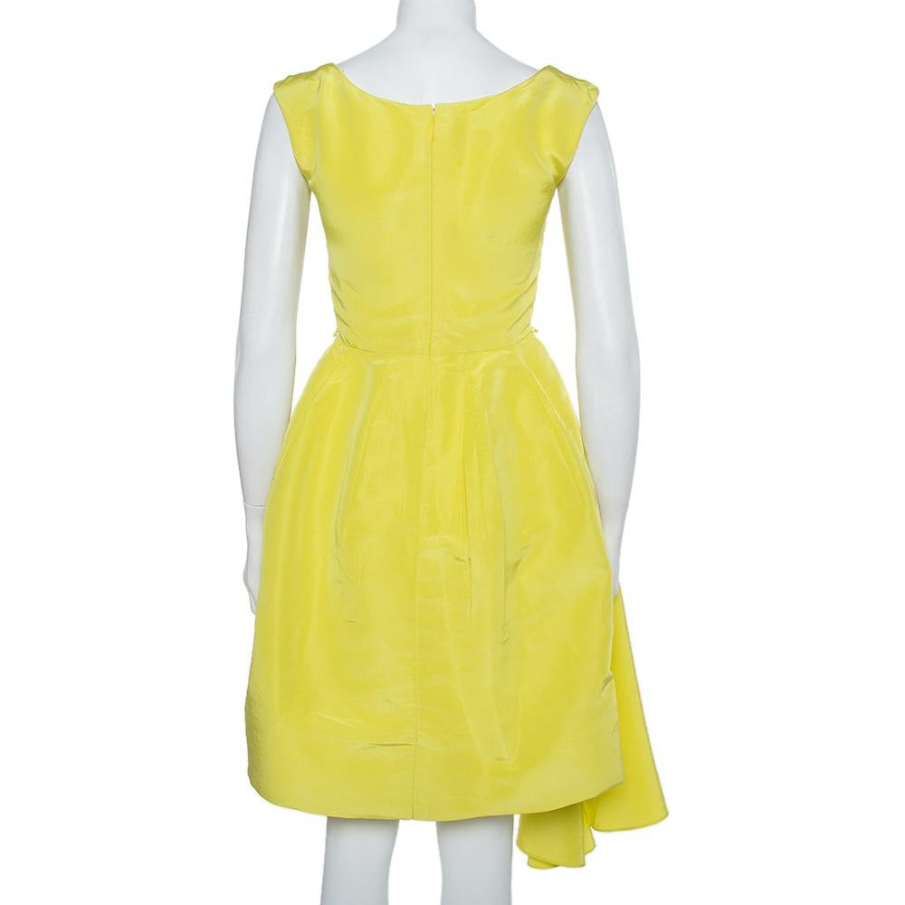 yellow silk midi dress