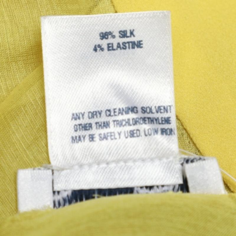 Oscar De La Renta Yellow Silk Organza Ruffle Detail Sheer Top L For Sale 1