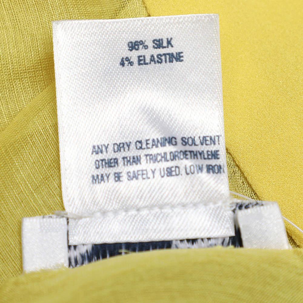 Oscar De La Renta Yellow Silk Organza Ruffle Detail Sheer Top L 2