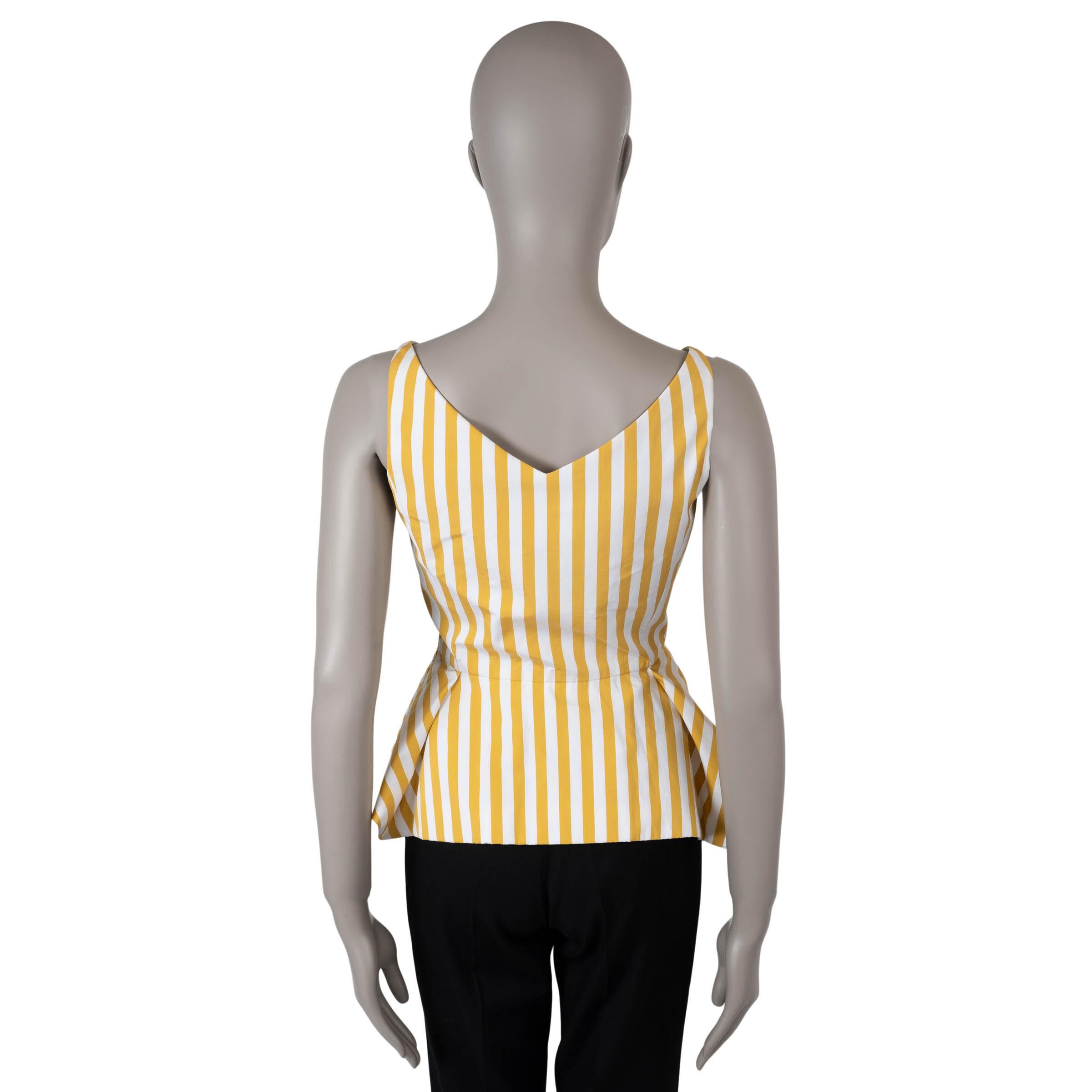 OSCAR DE LA RENTA gelbes & weißes Baumwollhemd 2019 STRIPE PEPLUM Shirt XS (Braun) im Angebot
