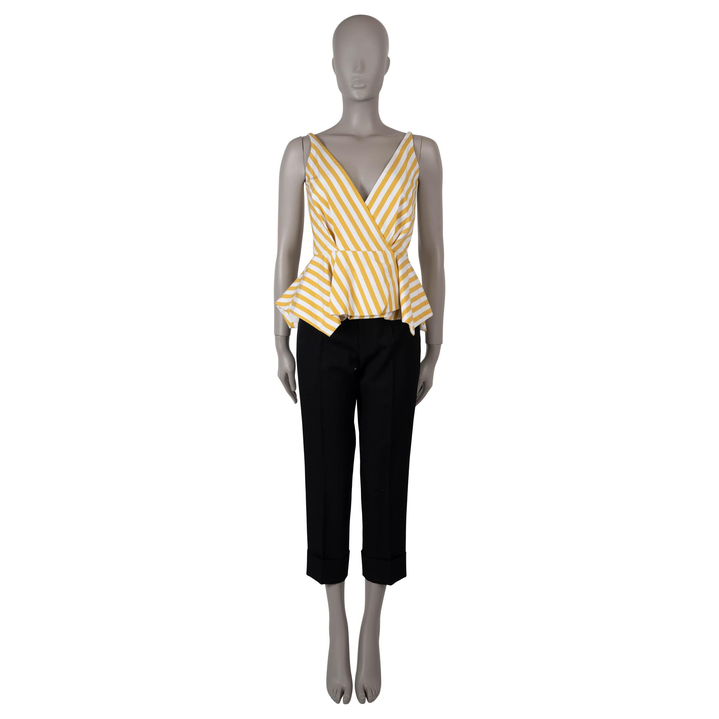 OSCAR DE LA RENTA gelbes & weißes Baumwollhemd 2019 STRIPE PEPLUM Shirt XS im Zustand „Hervorragend“ im Angebot in Zürich, CH