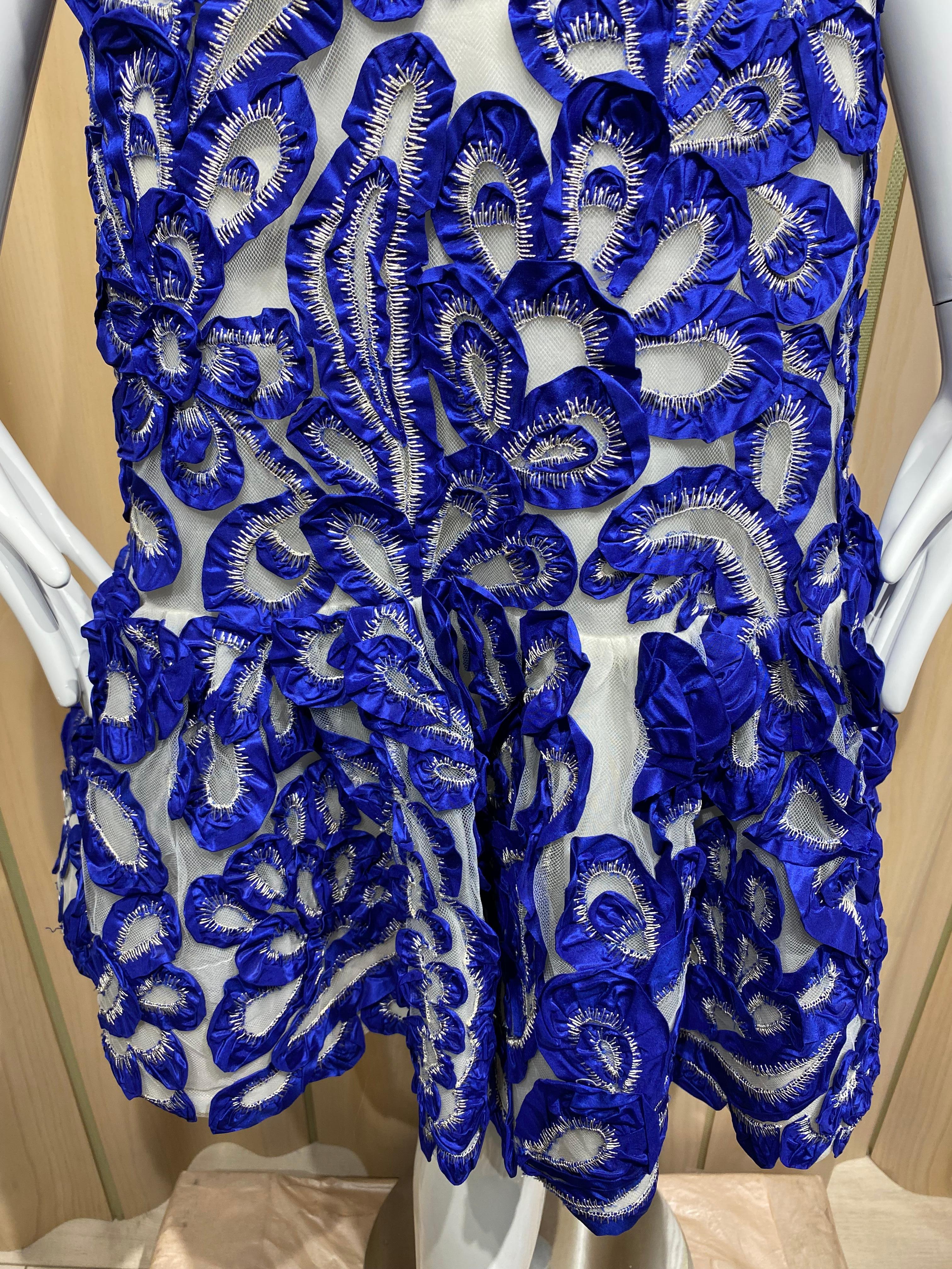 Oscar dela Renta Blue Sleeveless Cocktail Dress  For Sale 1