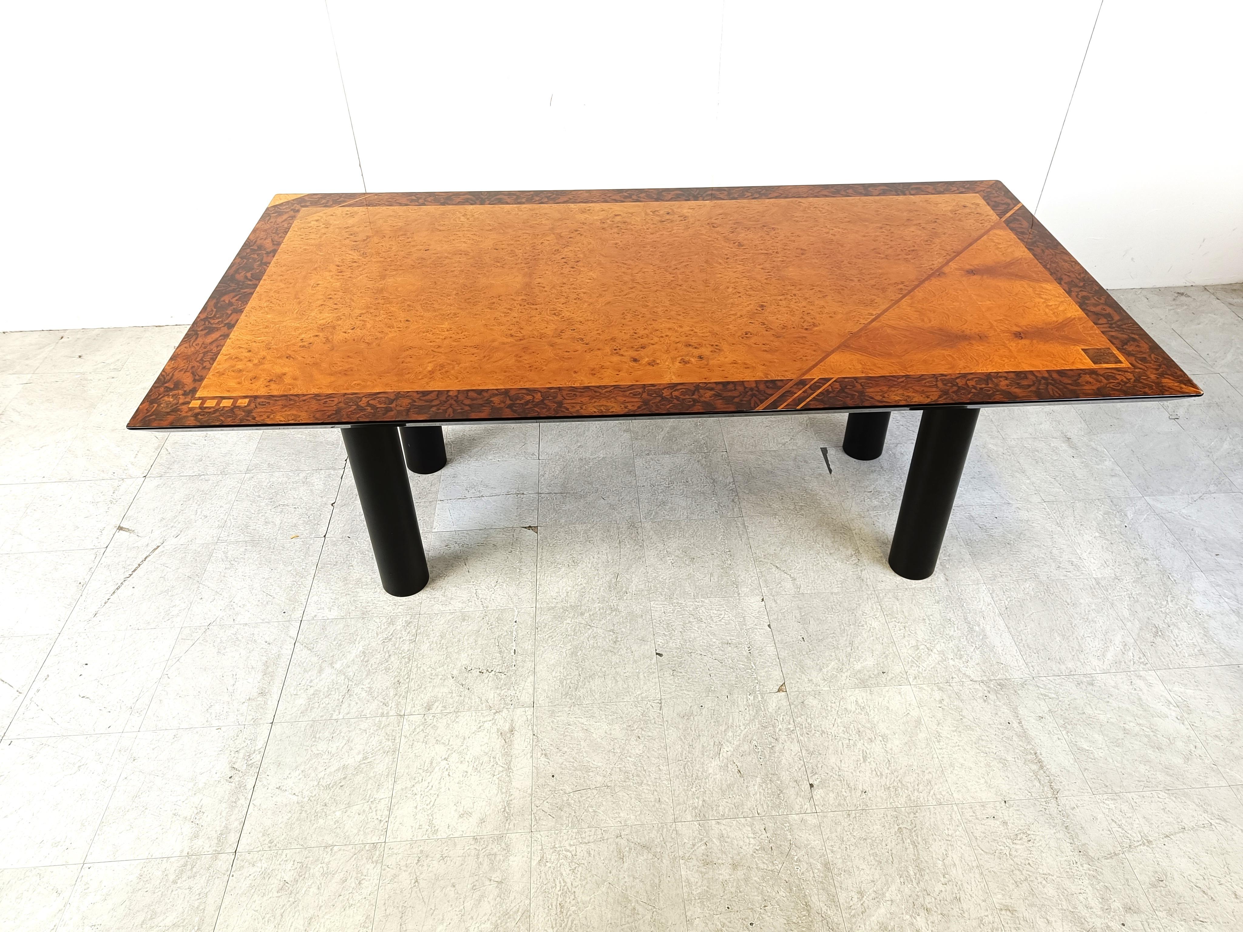 Oscar Dell Arredamento Italian Modern Burl Maple Dining Table by Miniforms In Excellent Condition For Sale In HEVERLEE, BE
