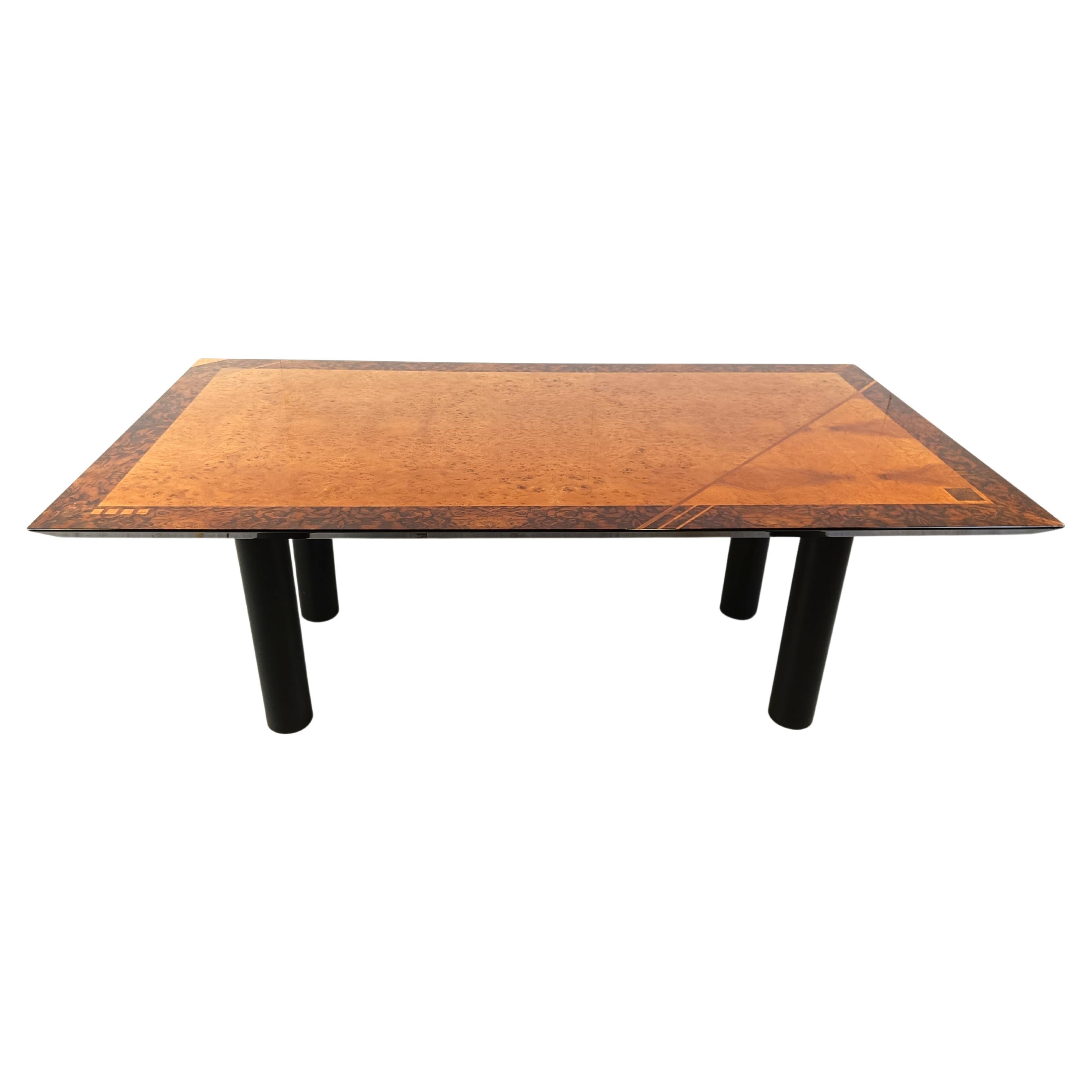 Oscar Dell Arredamento Italian Modern Burl Maple Dining Table by Miniforms For Sale