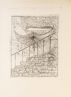 Sombre est Noir, Aguafuerte surrealista de Oscar Dominguez