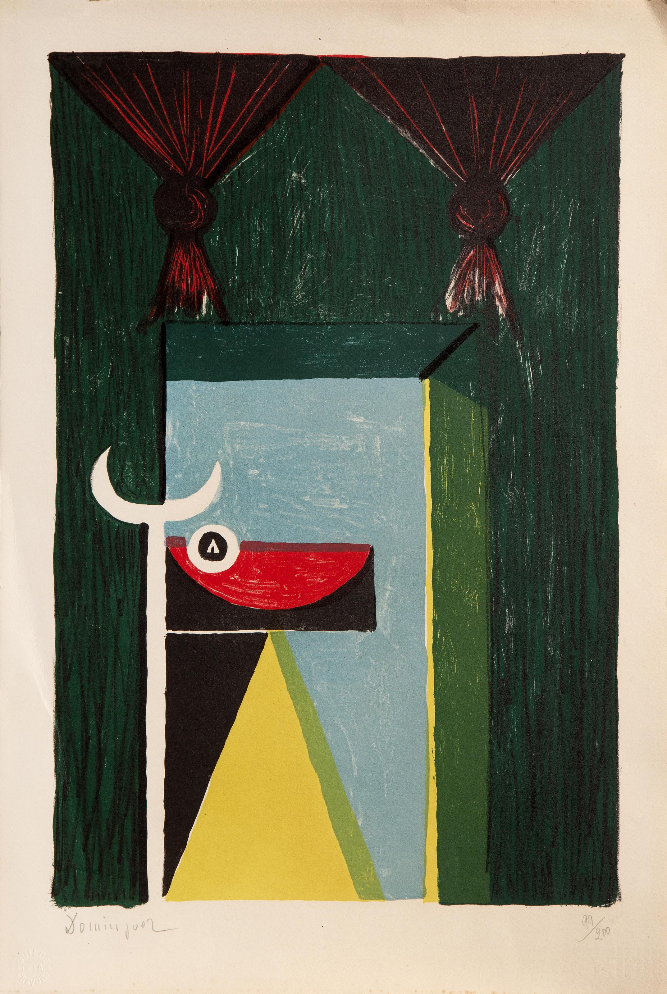 Tauromachie, litografía cubista de Oscar Dominguez - Print de Óscar Domínguez