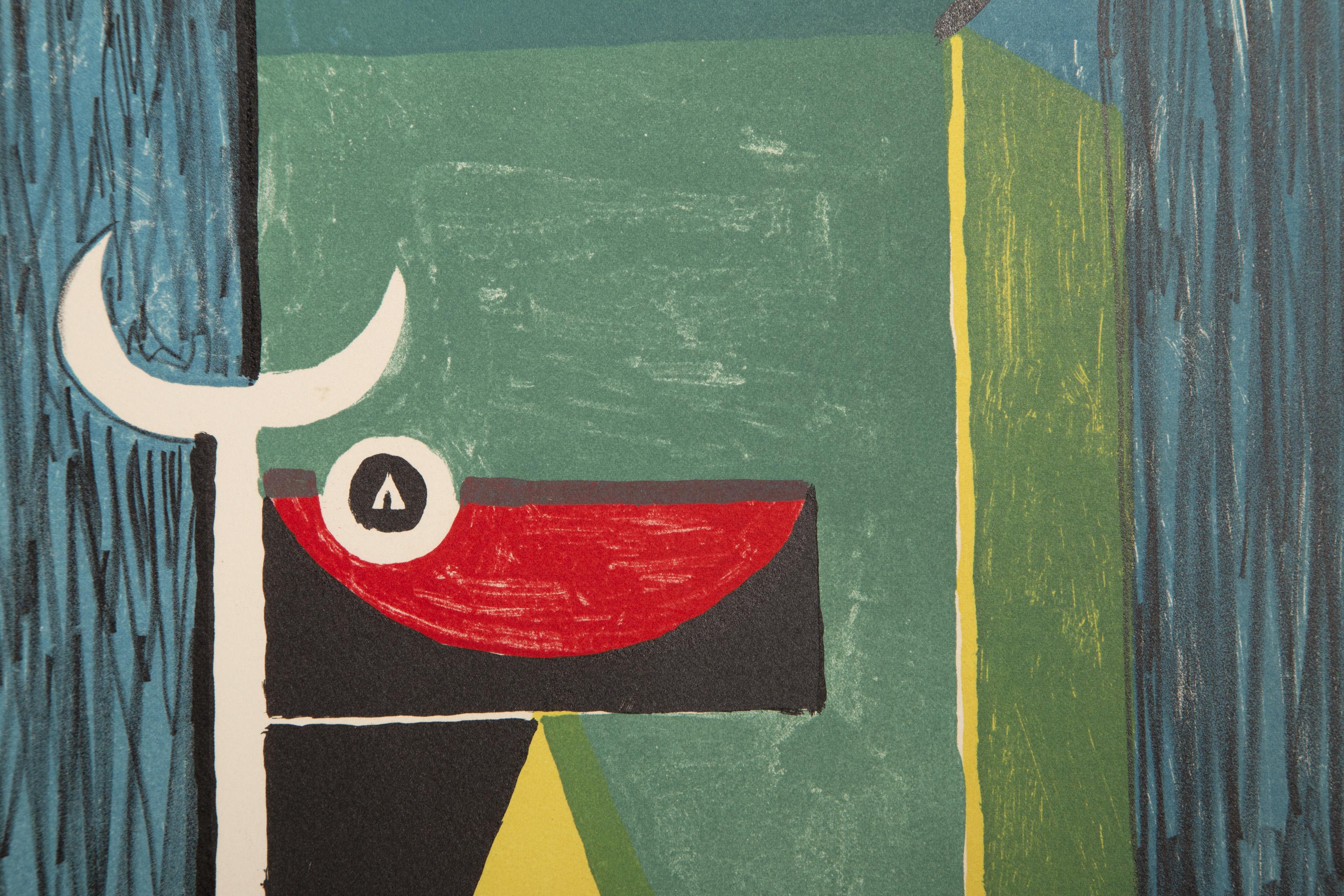 Tauromachie II, litografía cubista de Oscar Dominguez - Print Cubista de Óscar Domínguez