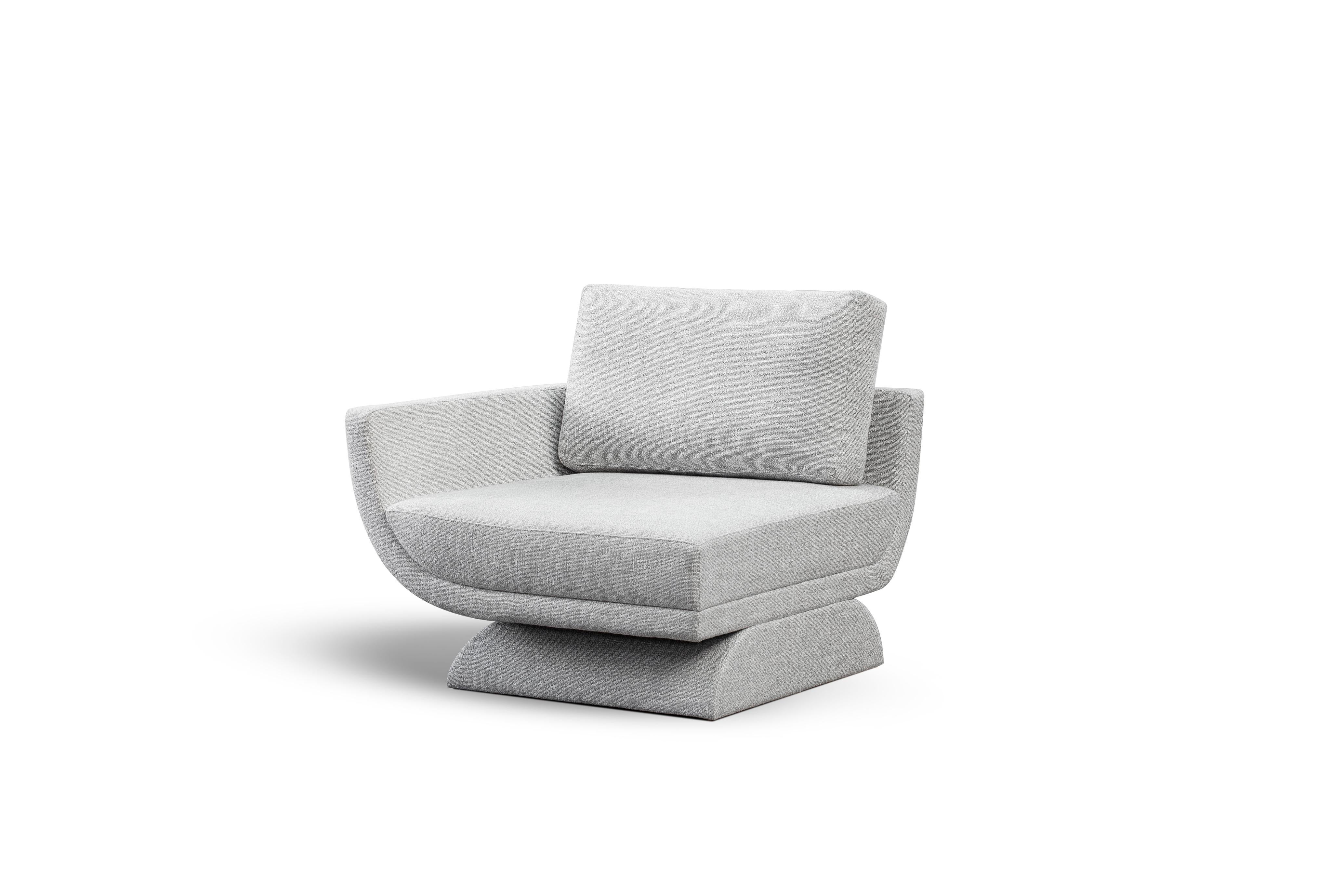 Oscar End Modular Sofa by DUISTT 
Dimensions: W 115 x D 105 x H 84 cm
Materials: Duistt Fabric

Inspired by the curved lines poetry of Oscar Niemeyer’s architecture, OSCAR modular sofa allures for its sensual and free-flowing curves. Like Niemeyer