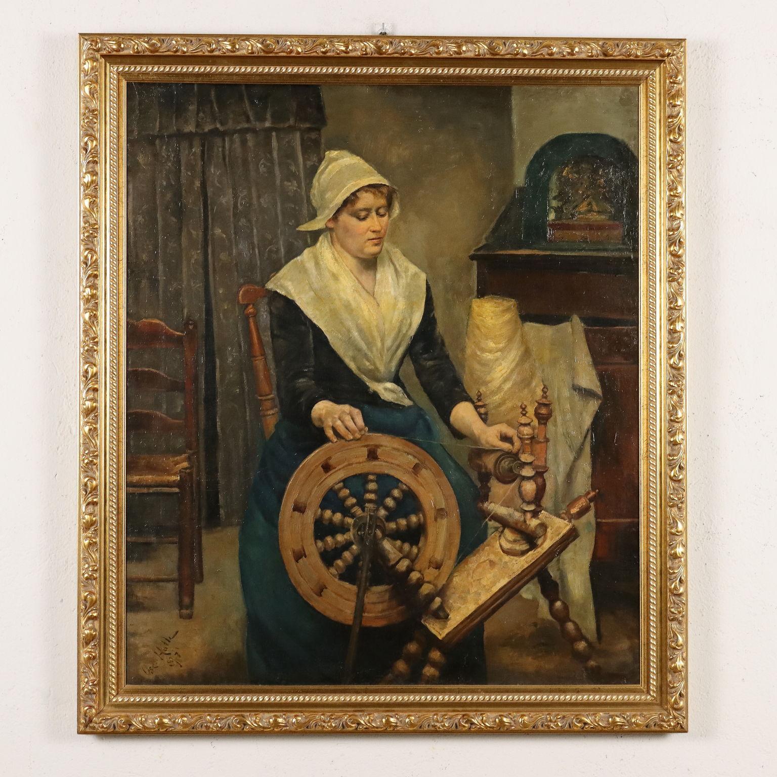 Pintura de Oscar Halle La hilandera 1897 1