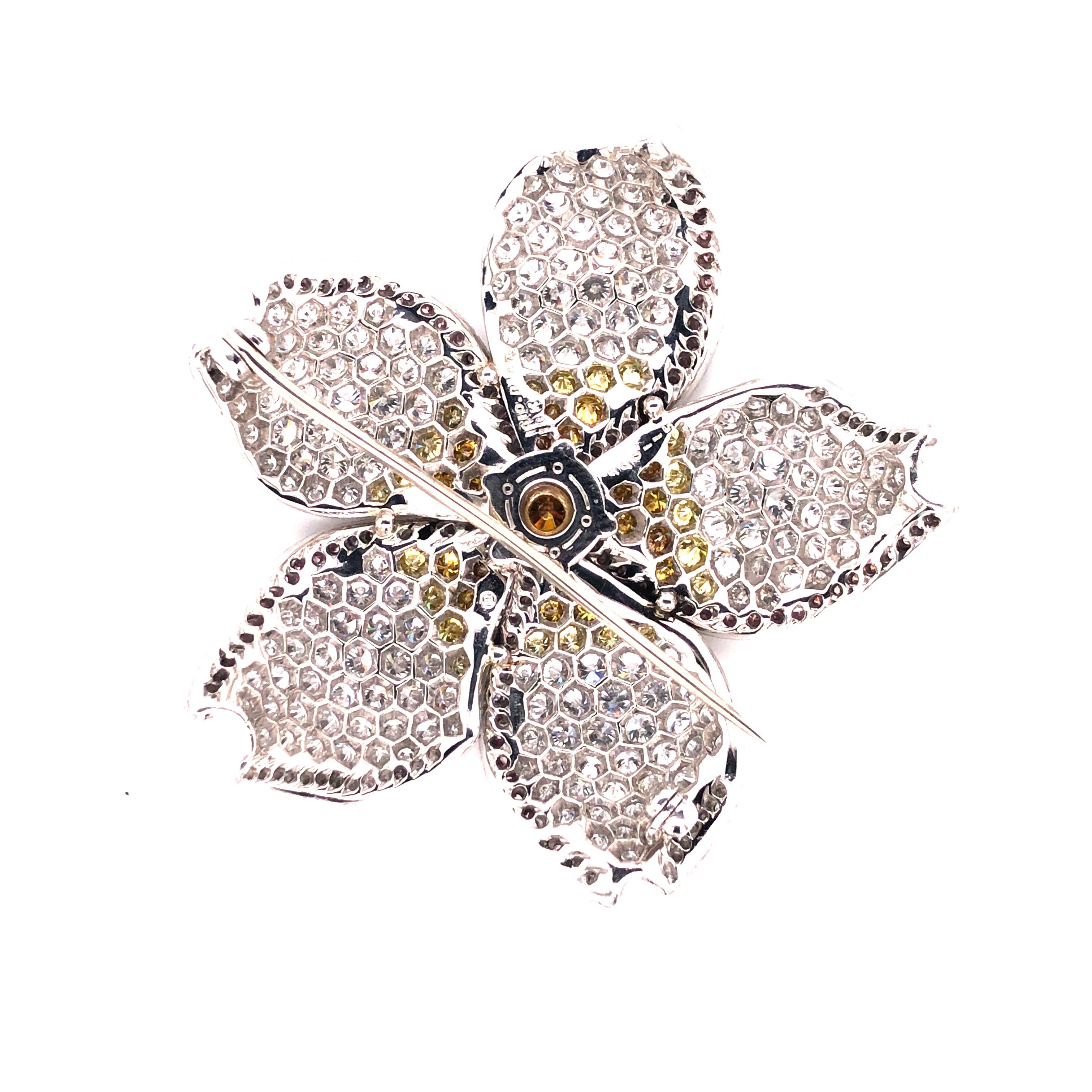Contemporary Oscar Heyman 10.28tcw Fancy Color Diamond Flower Brooch