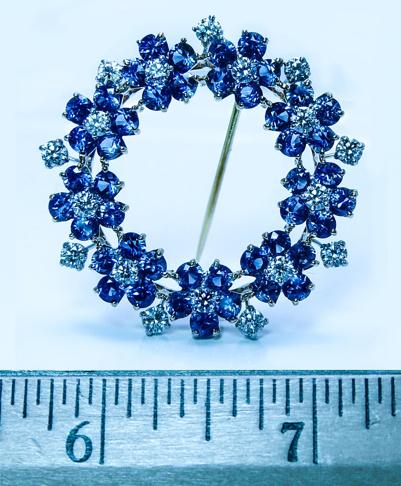 Oscar Heyman 10.35ct Sapphire Diamond Brooch 18K Gold Platinum Certified Large For Sale 2
