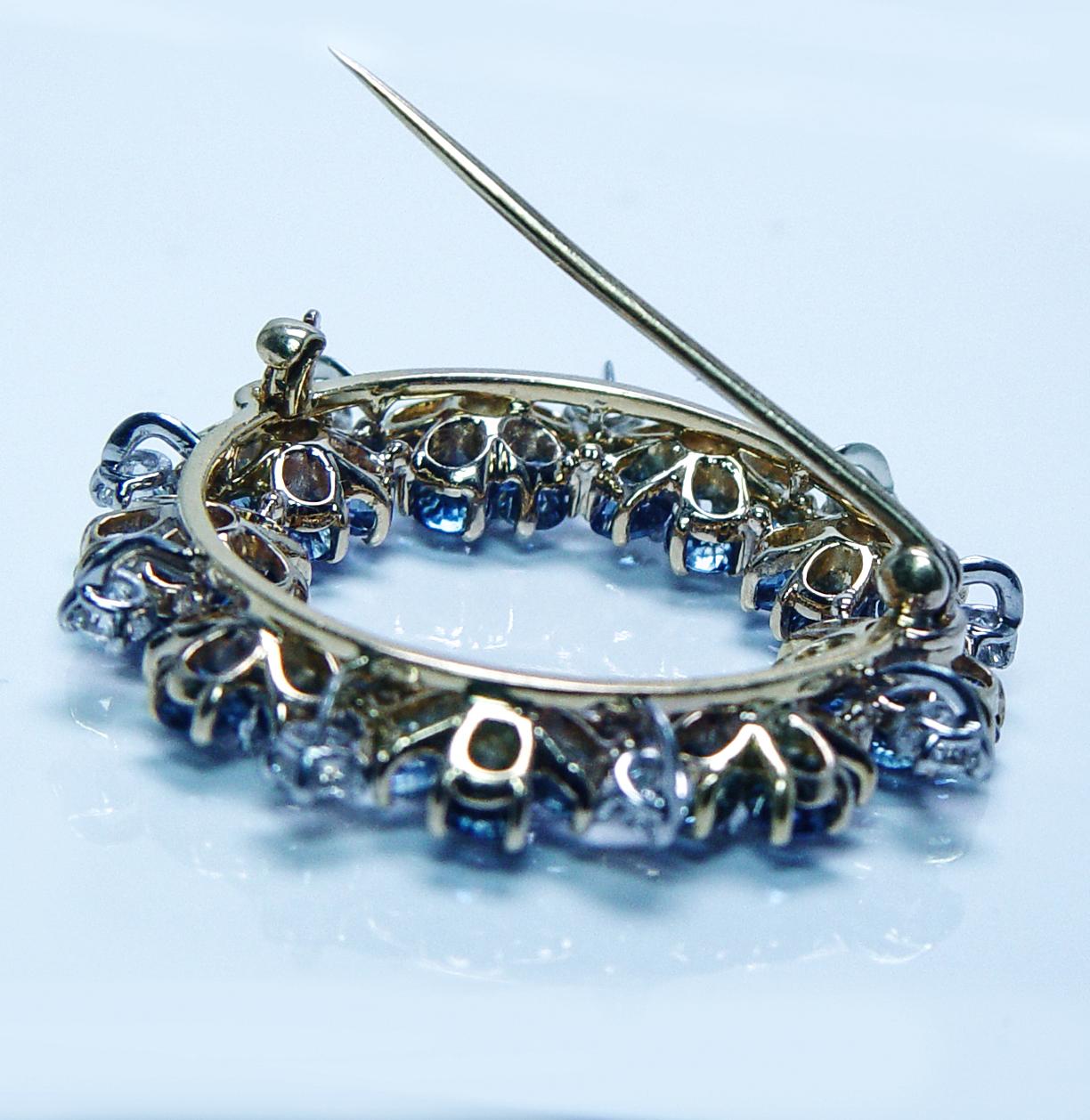 Oscar Heyman 10.35ct Sapphire Diamond Brooch 18K Gold Platinum Certified Large For Sale 3