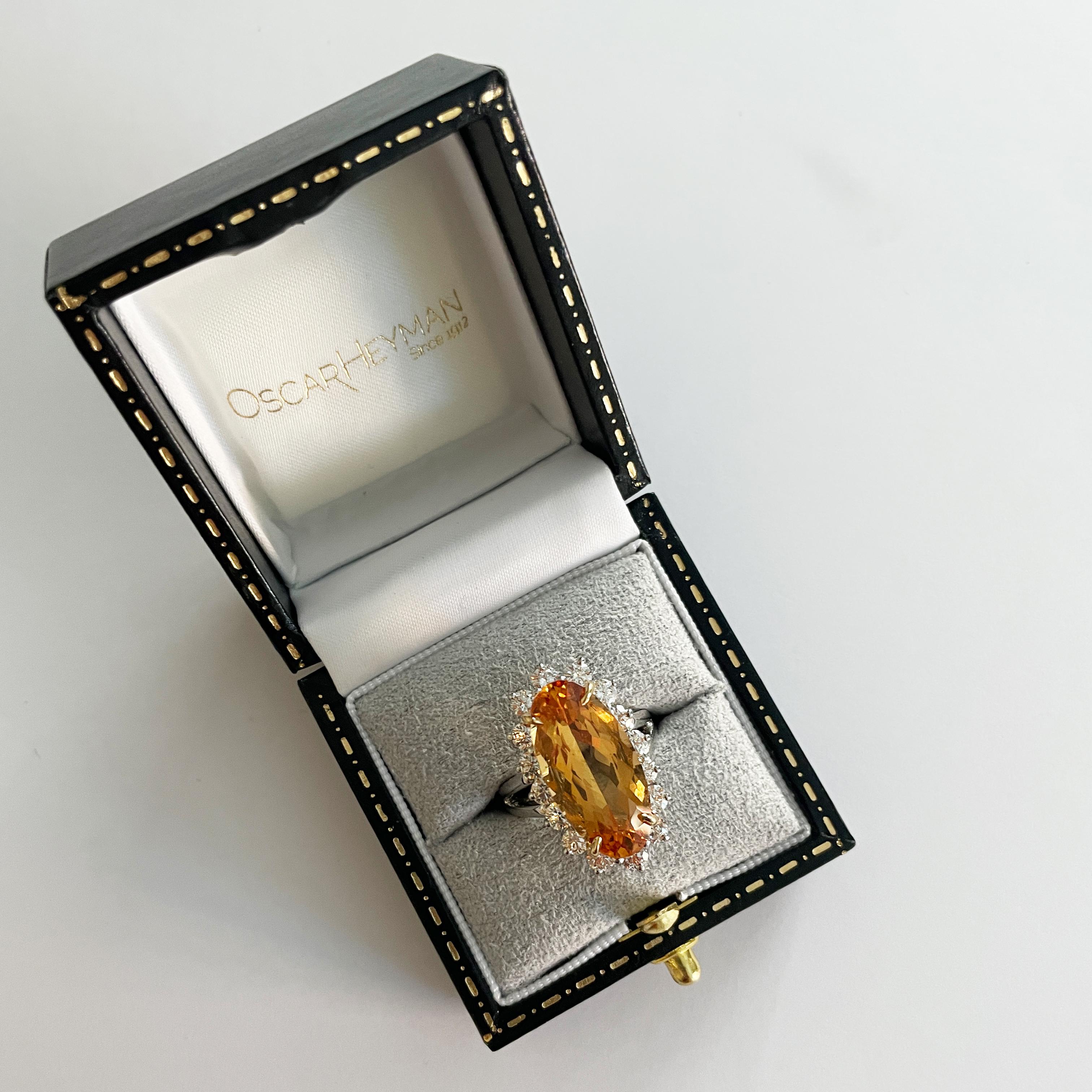 Bague Oscar Heyman 10,75ct Topaze impériale et diamant en vente 6