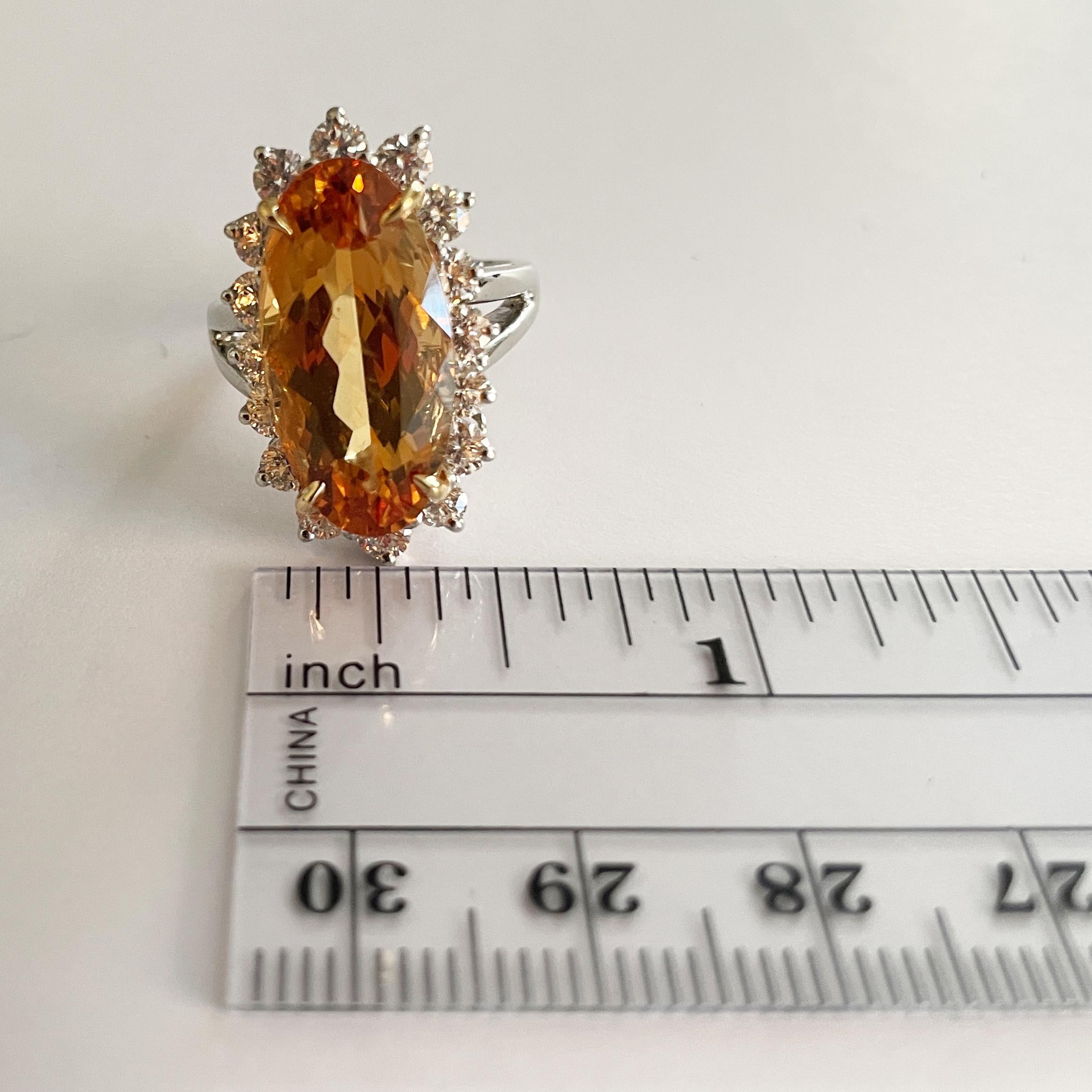 Bague Oscar Heyman 10,75ct Topaze impériale et diamant en vente 7