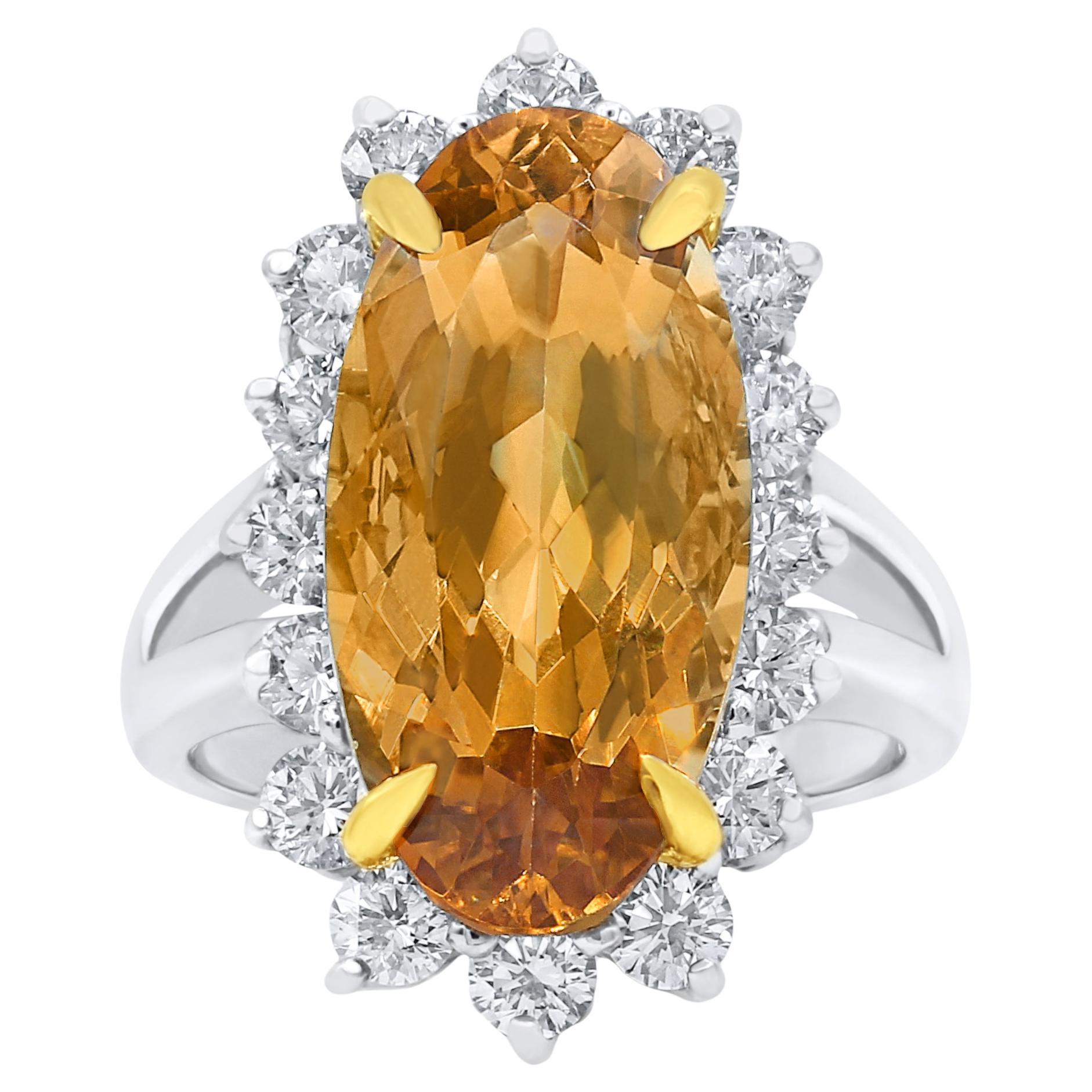 Oscar Heyman 10.75ct Imperial Topaz & Diamond Ring